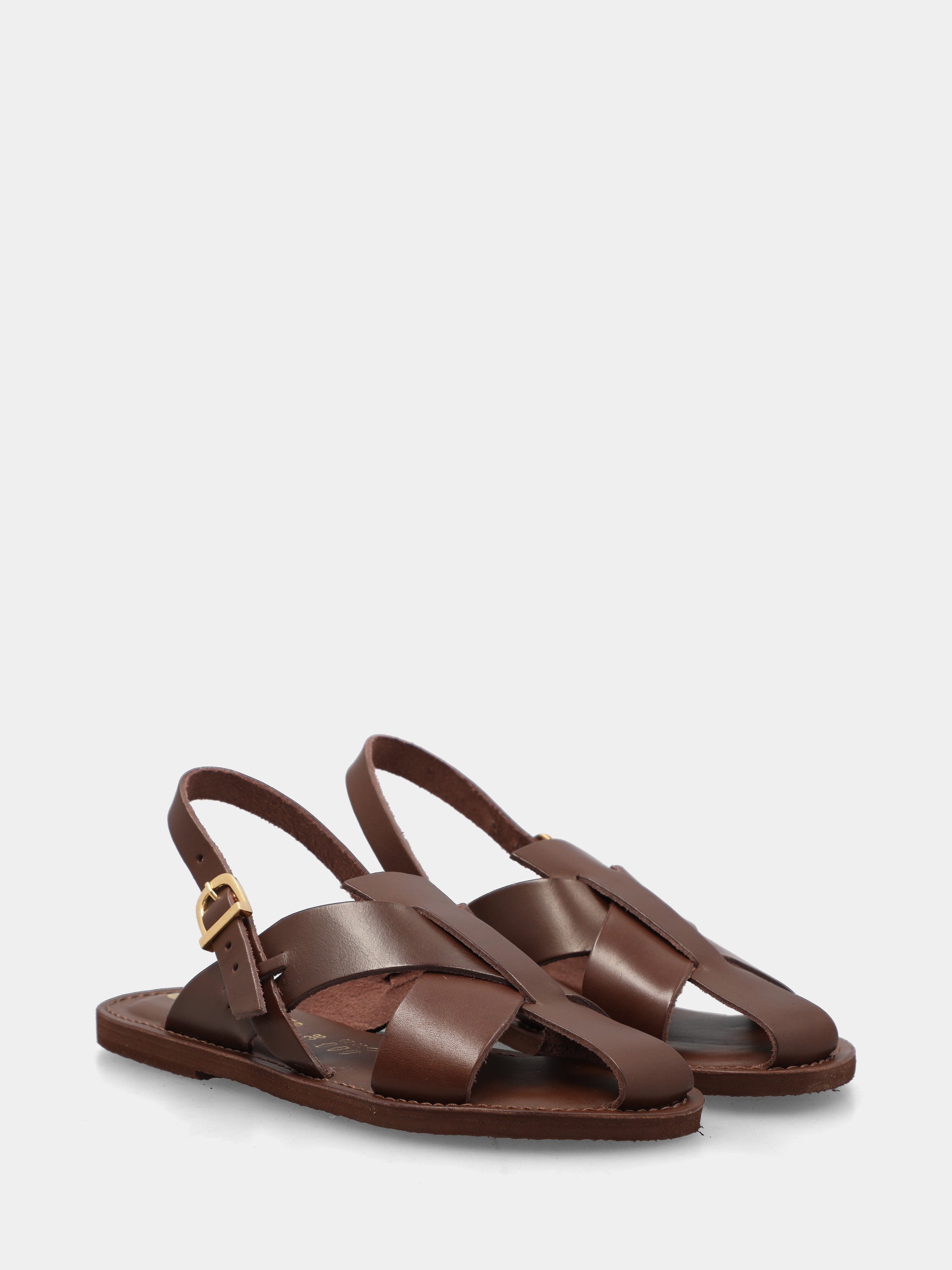 Sandalo in vitello testa di moro con fasce incrociate