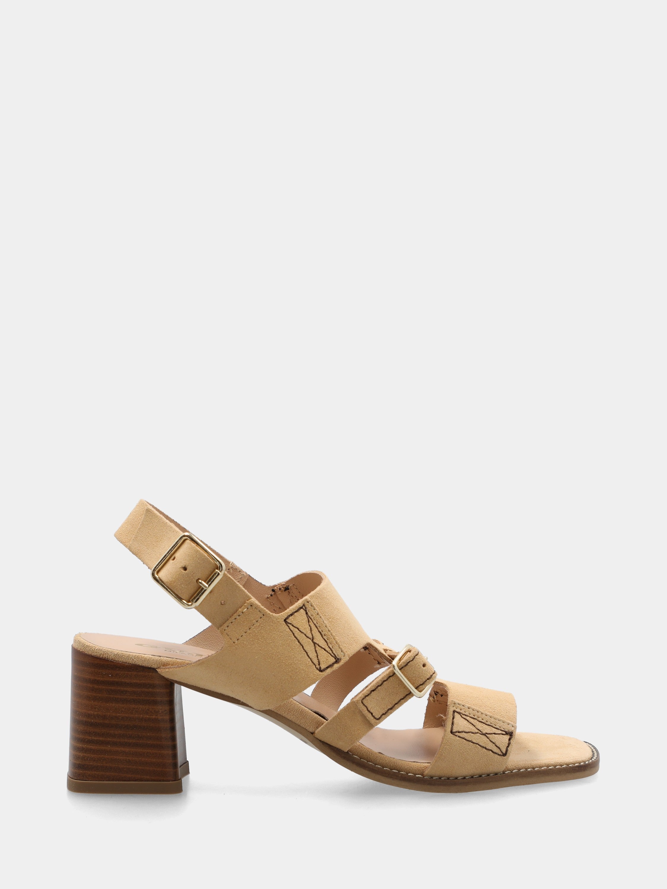 Sandalo in velour beige con cinturino centrale