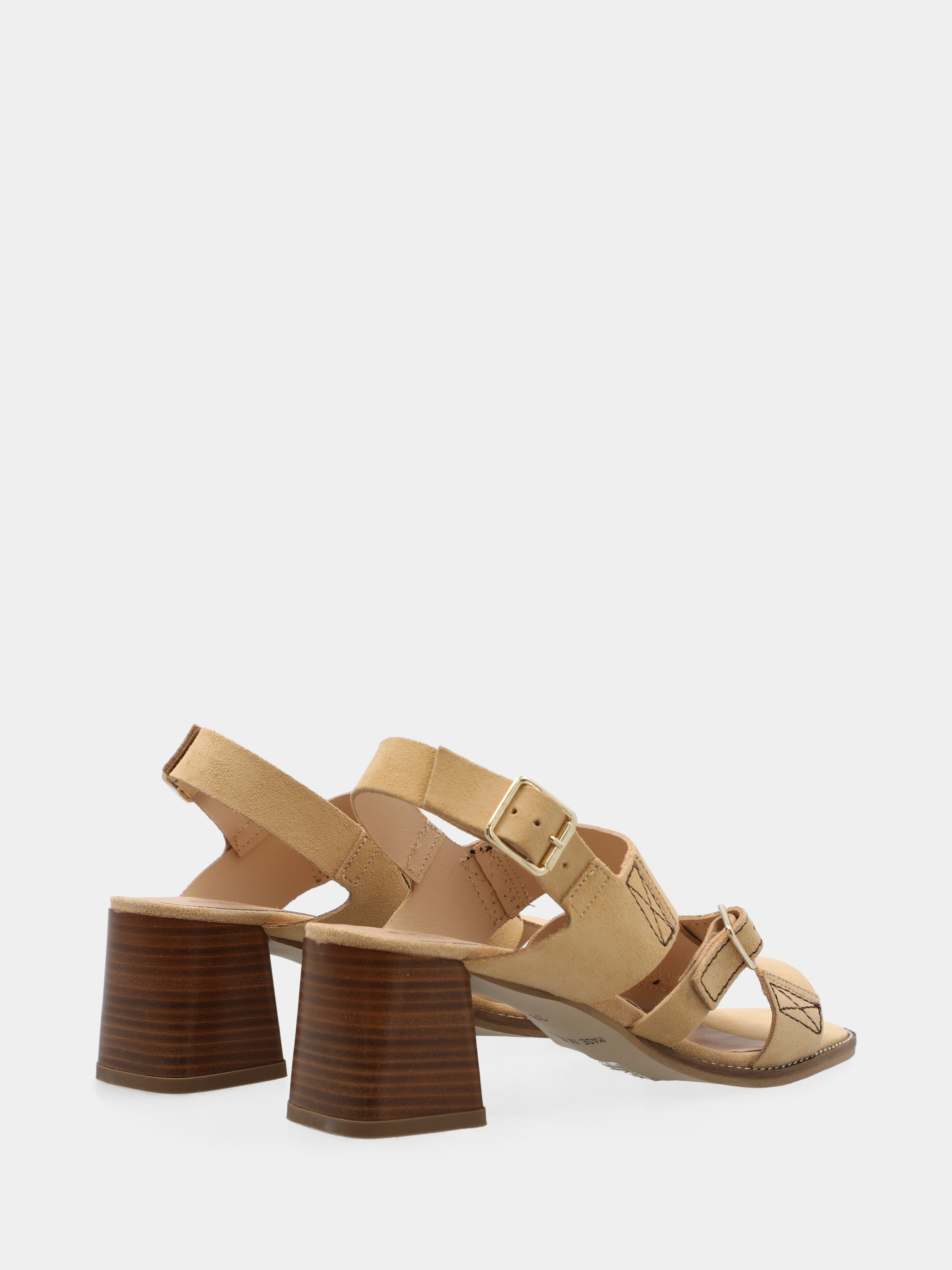 Sandalo in velour beige con cinturino centrale