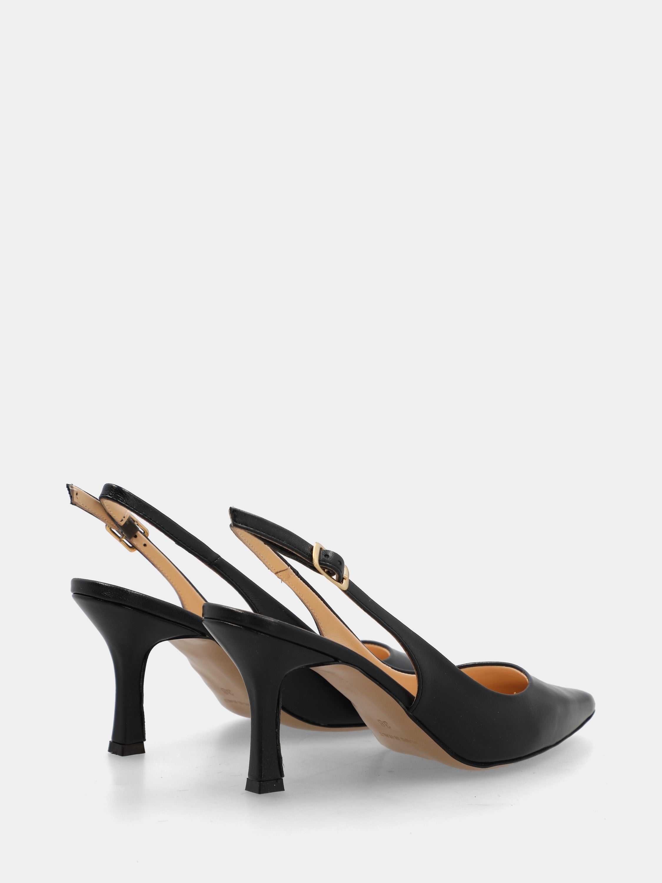 Slingback aus blauem Nappaleder mit spitzer Spitze und Pfennigabsatz