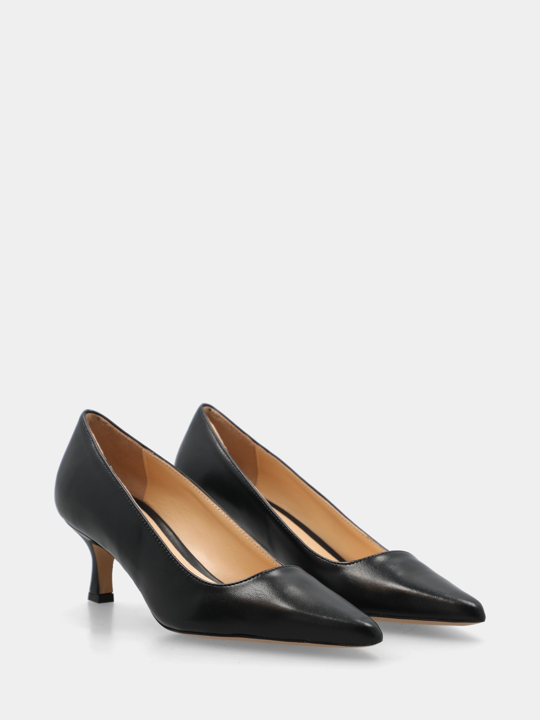 Blaue Nappaleder-Pumps mit Pfennigabsatz und spitzer Schuhspitze
