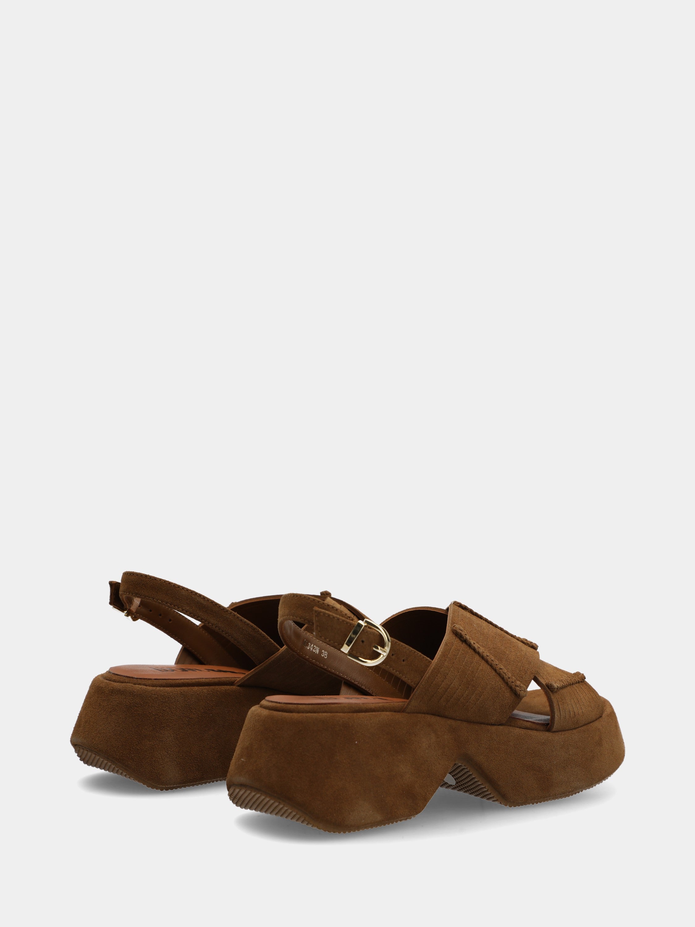 Sandalo in velour cuoio su platform con fettucce