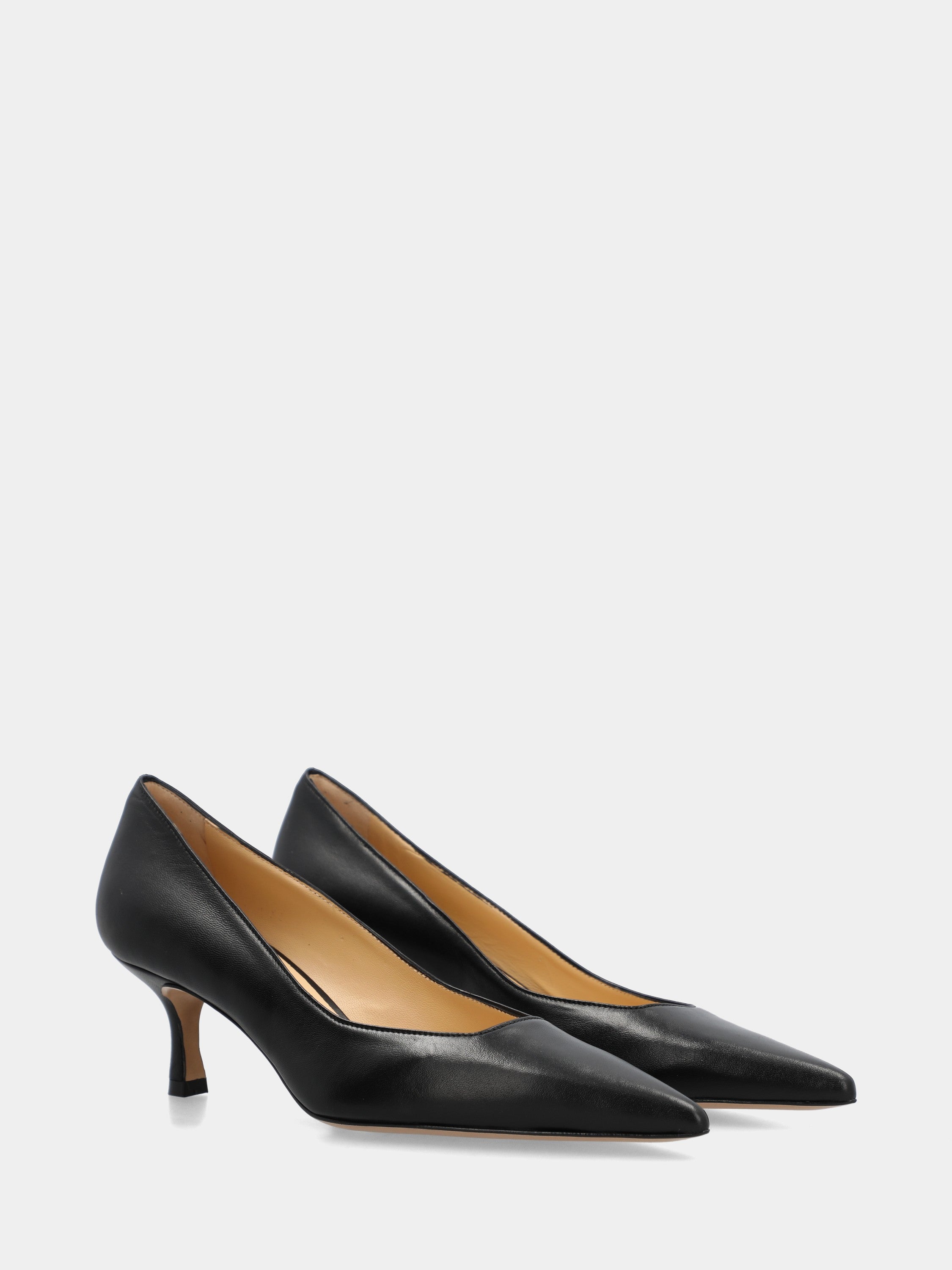Black nappa pumps with 55mm tail heel and cup heel