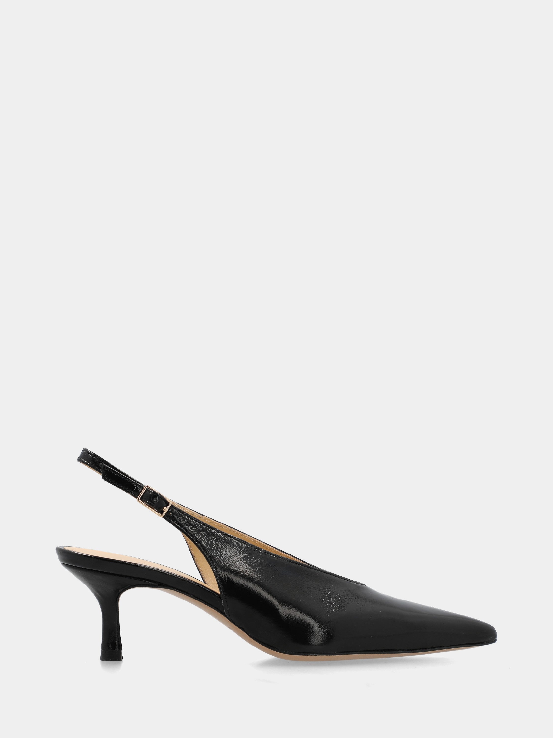 Slingback in verlux nero con scollo a uovo e tacco 55mm