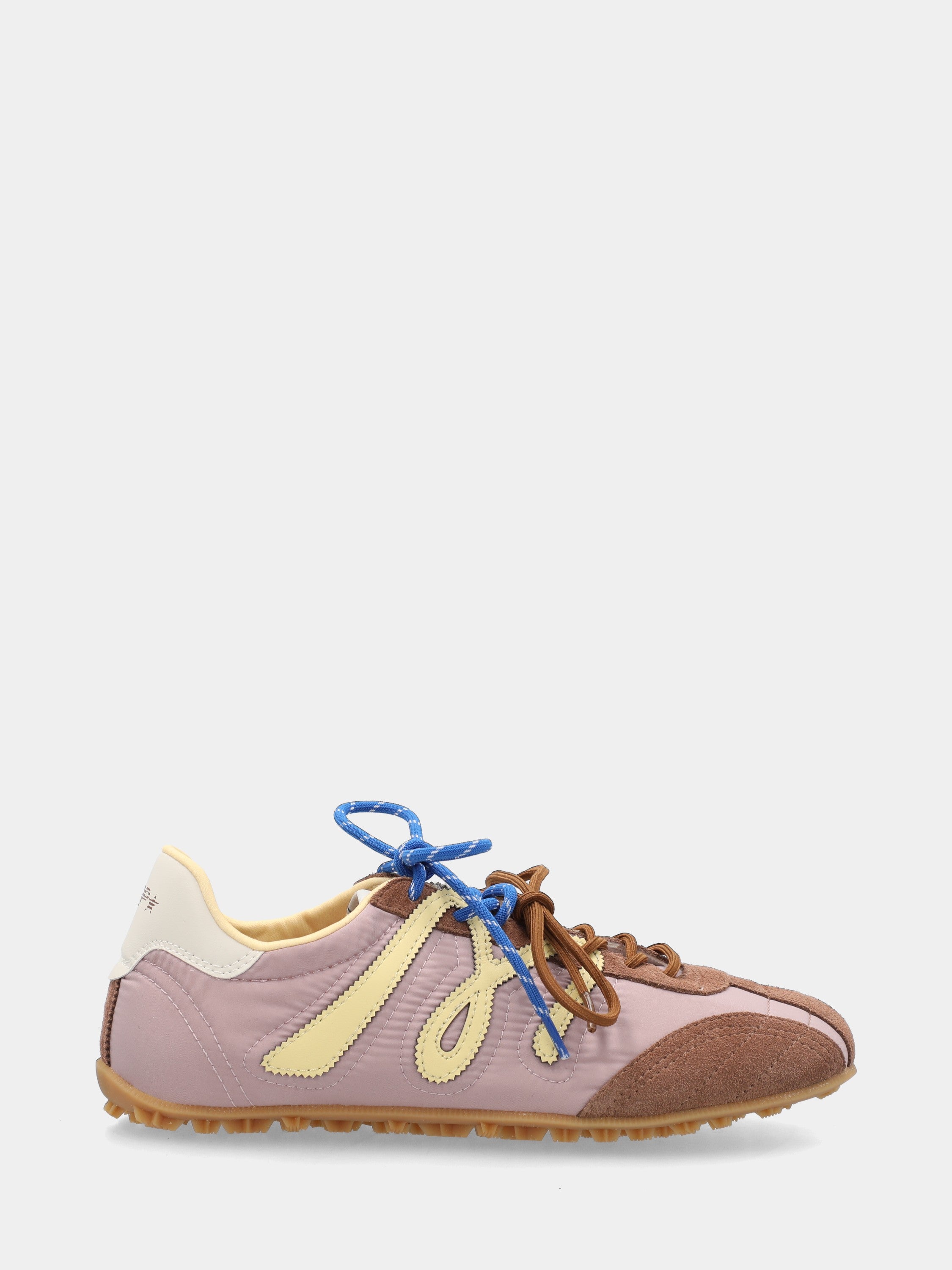Flache Sneaker aus lila Nylon mit wellenförmigen Einsätzen