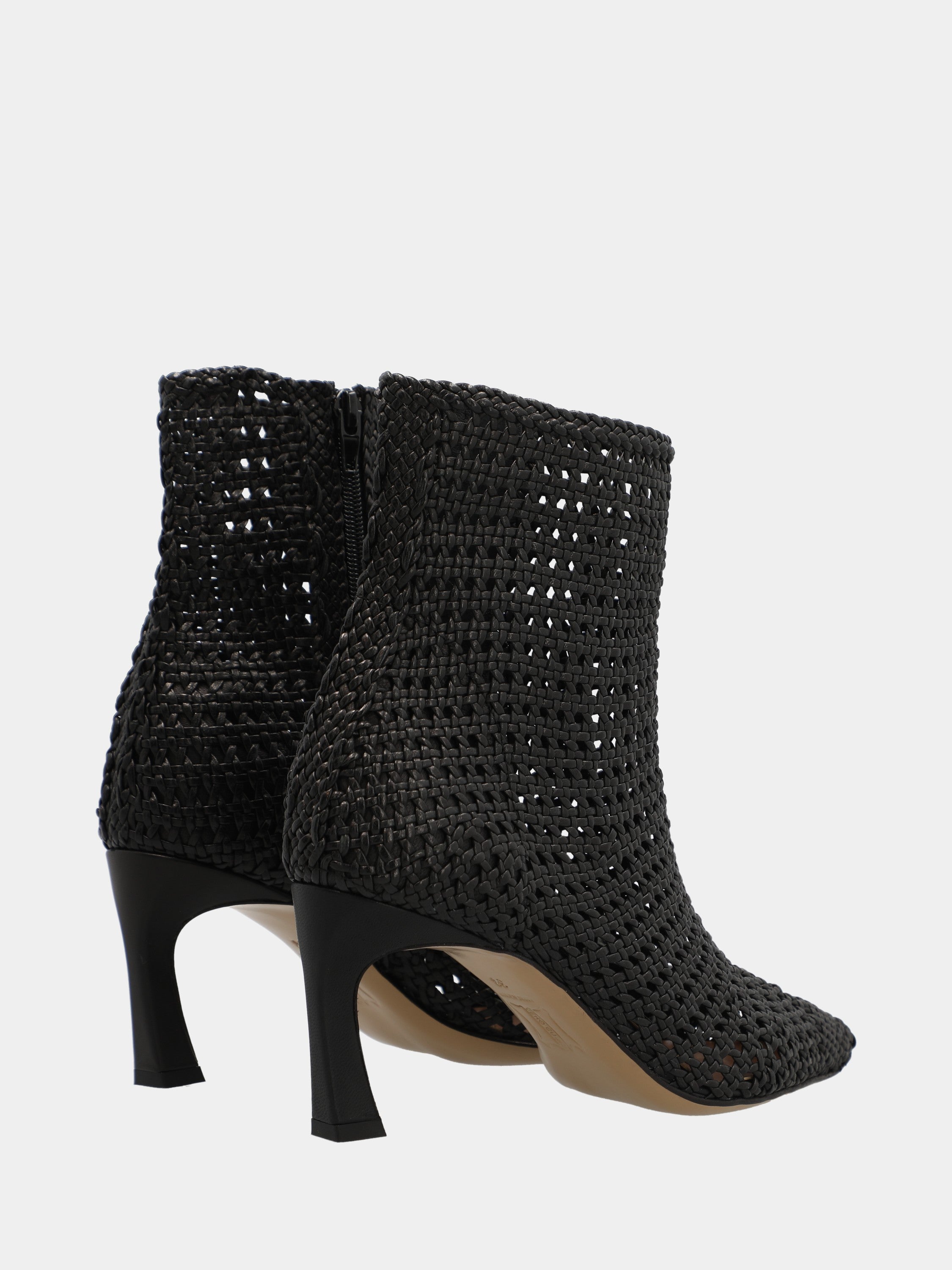 Black nappa ankle boot with hammer heel