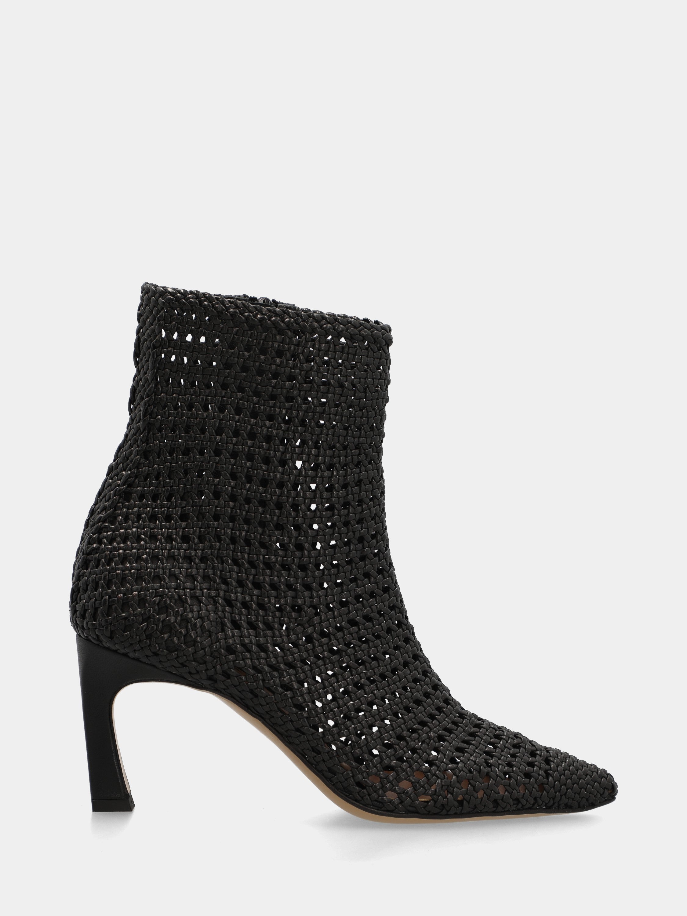 Black nappa ankle boot with hammer heel