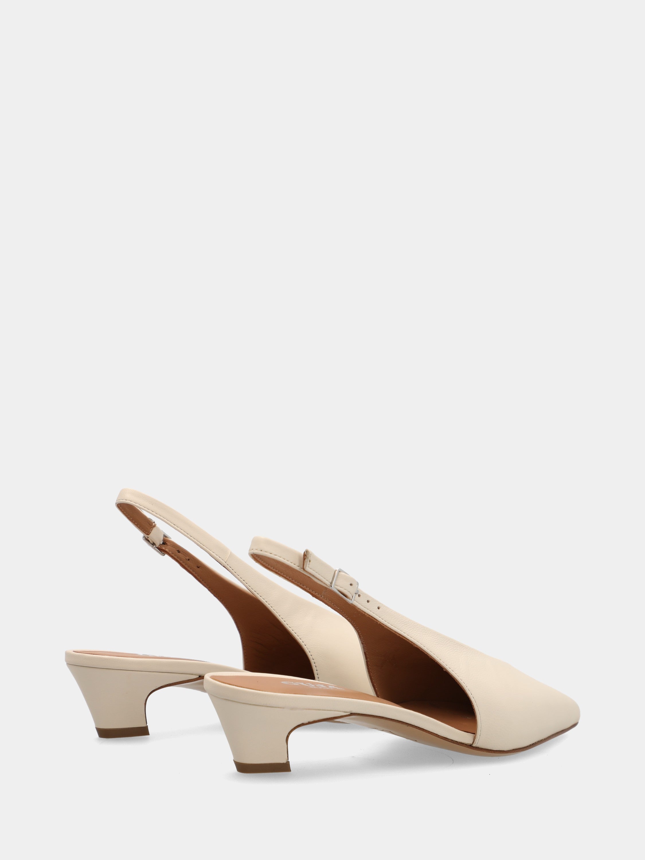 Slingback in nappa bianco latte con tacco a coda