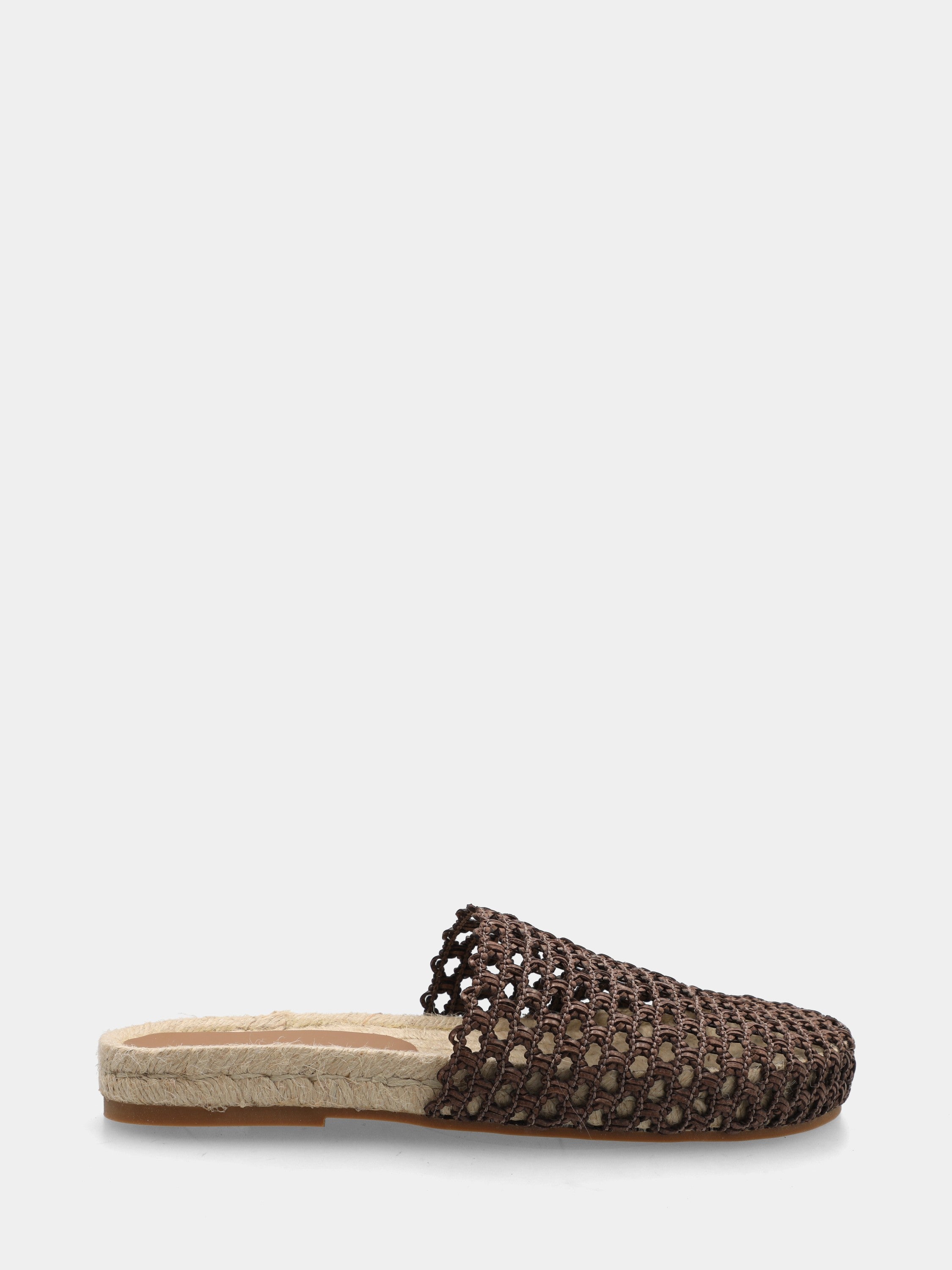 Sabot in yuta marrone con platform in corda