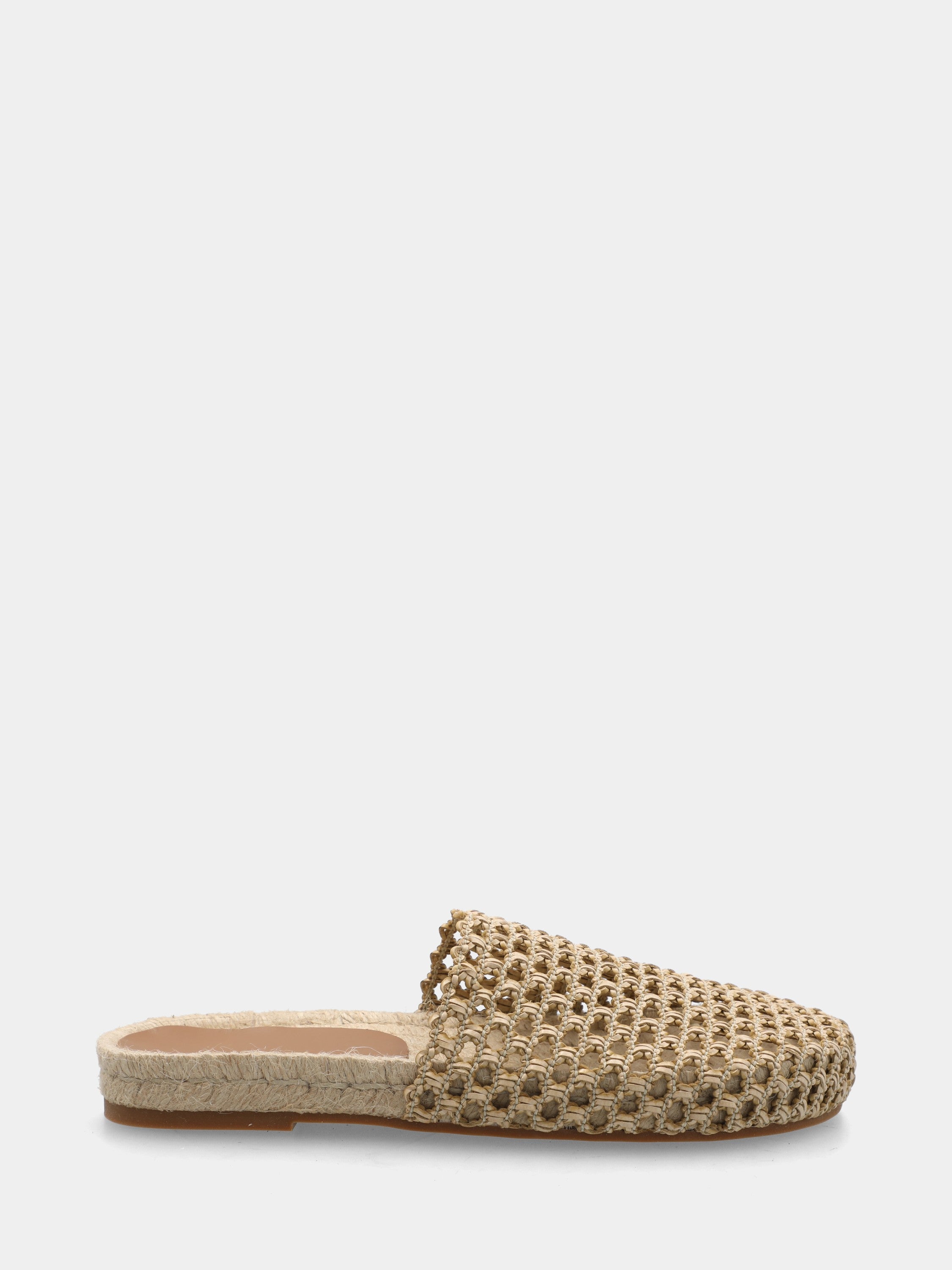 Sabot in yuta beige con platform in corda