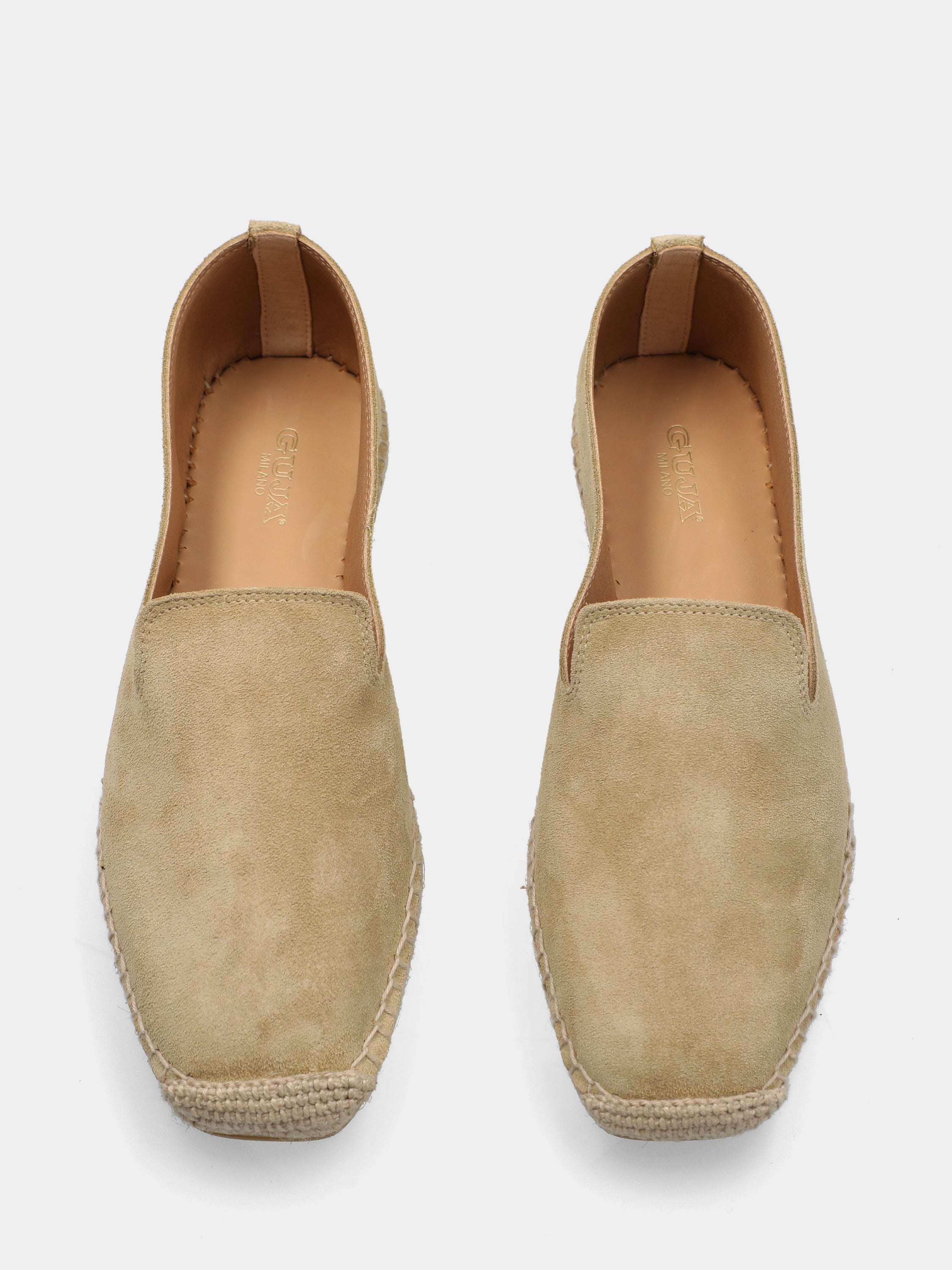 Espadrillas in velour cuoio con platform in corda