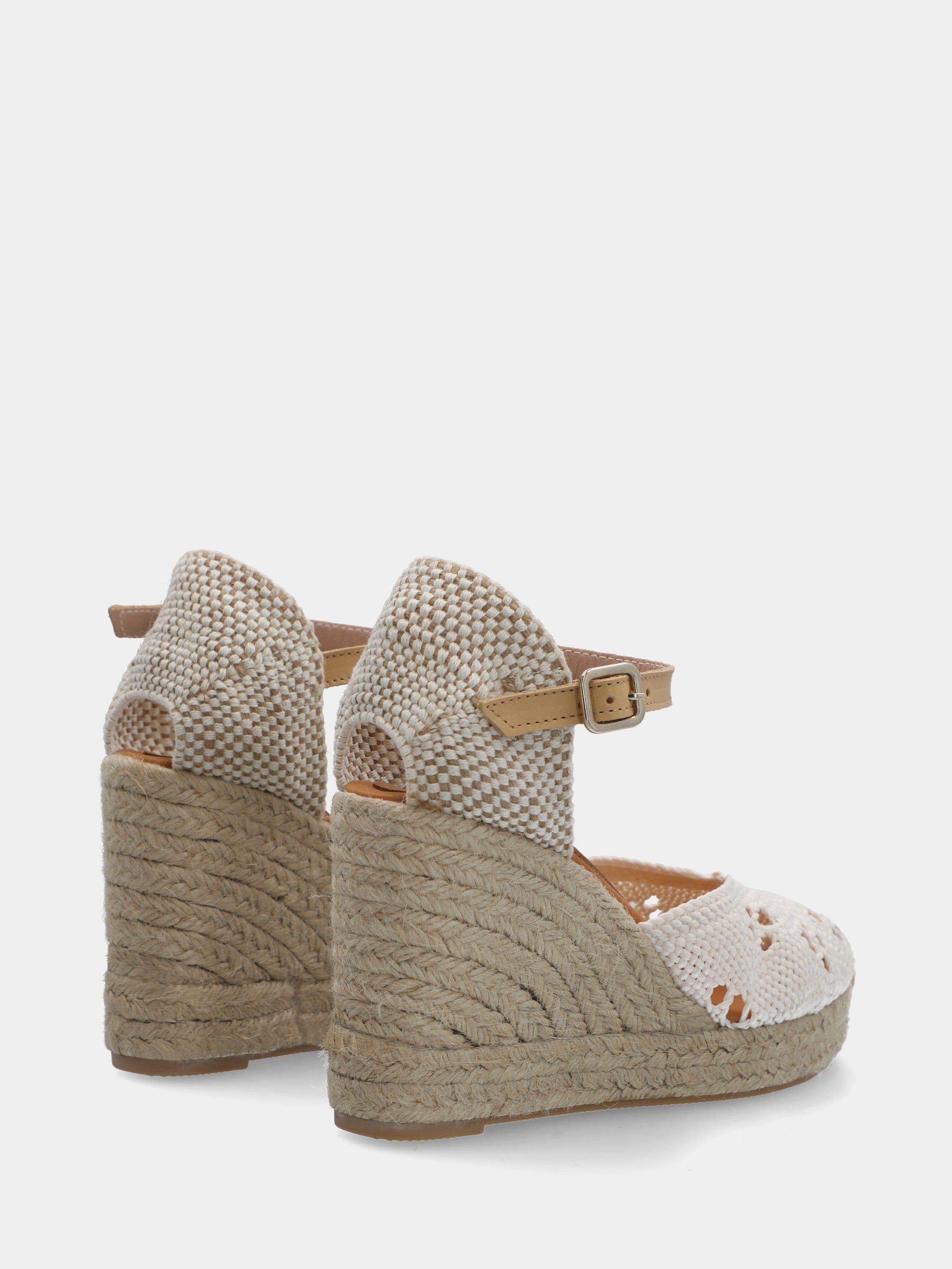 Campesina in cotone bianco con zeppa in corda
