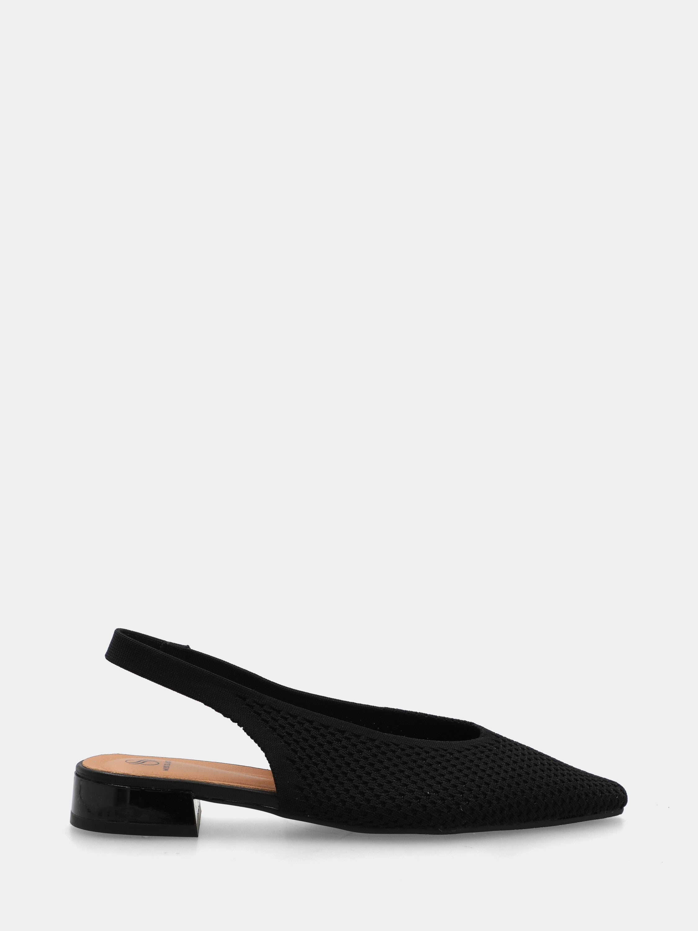 Slingback in rete nera con punta quadrata