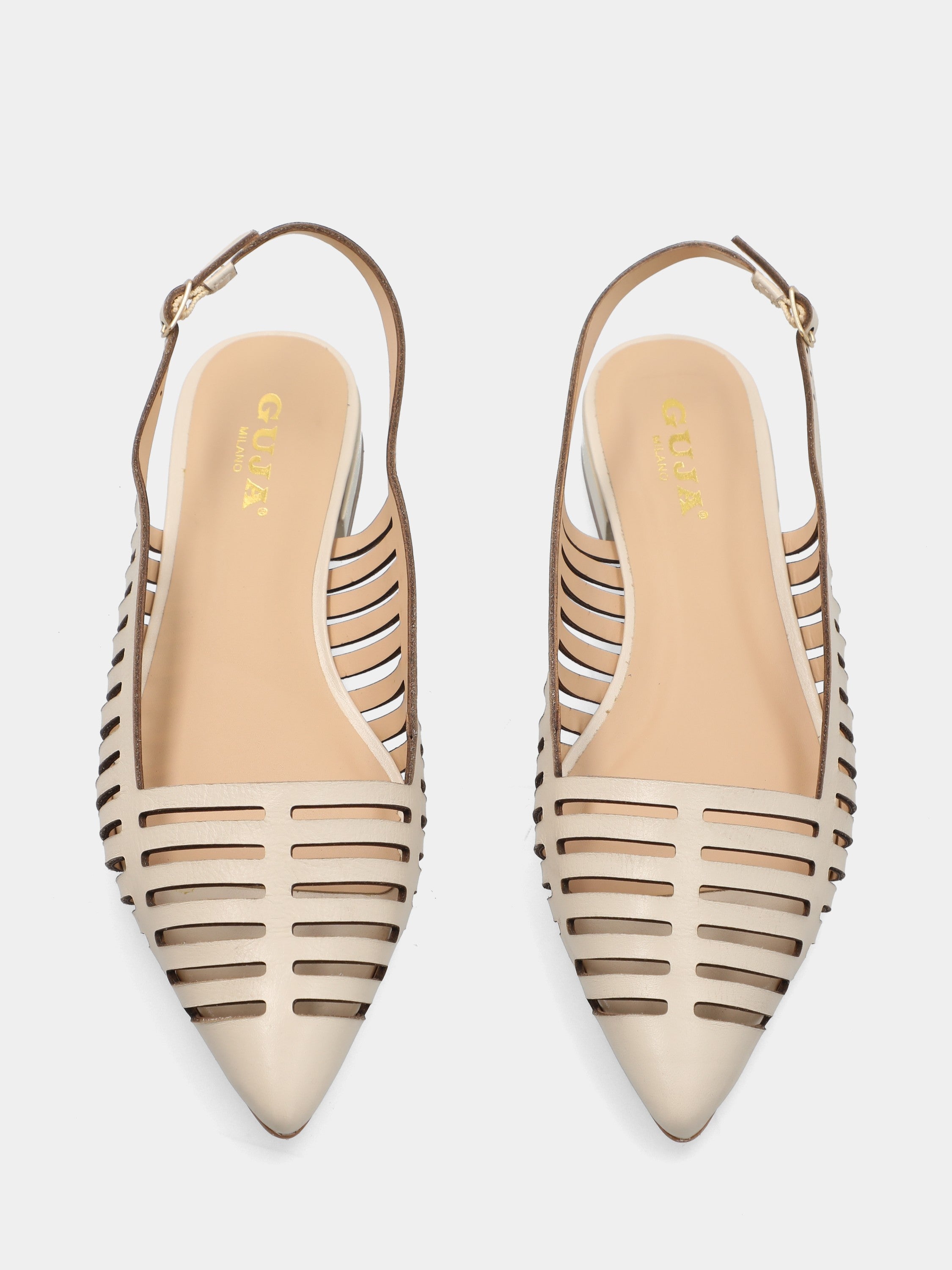 Slingback in vitello bianco con feritoie laser