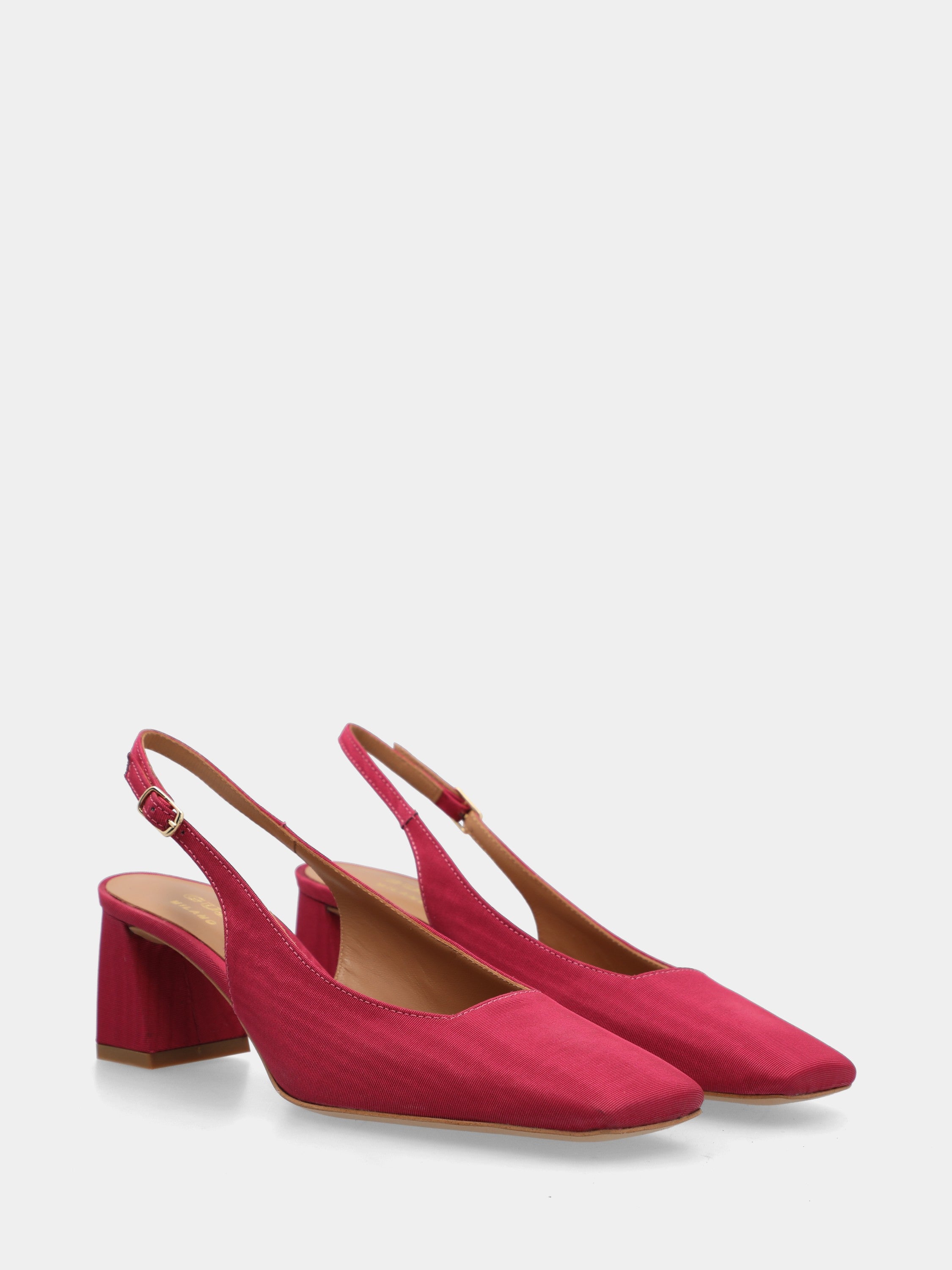 Slingback in tessuto fucsia con tacco a blocco 50mm