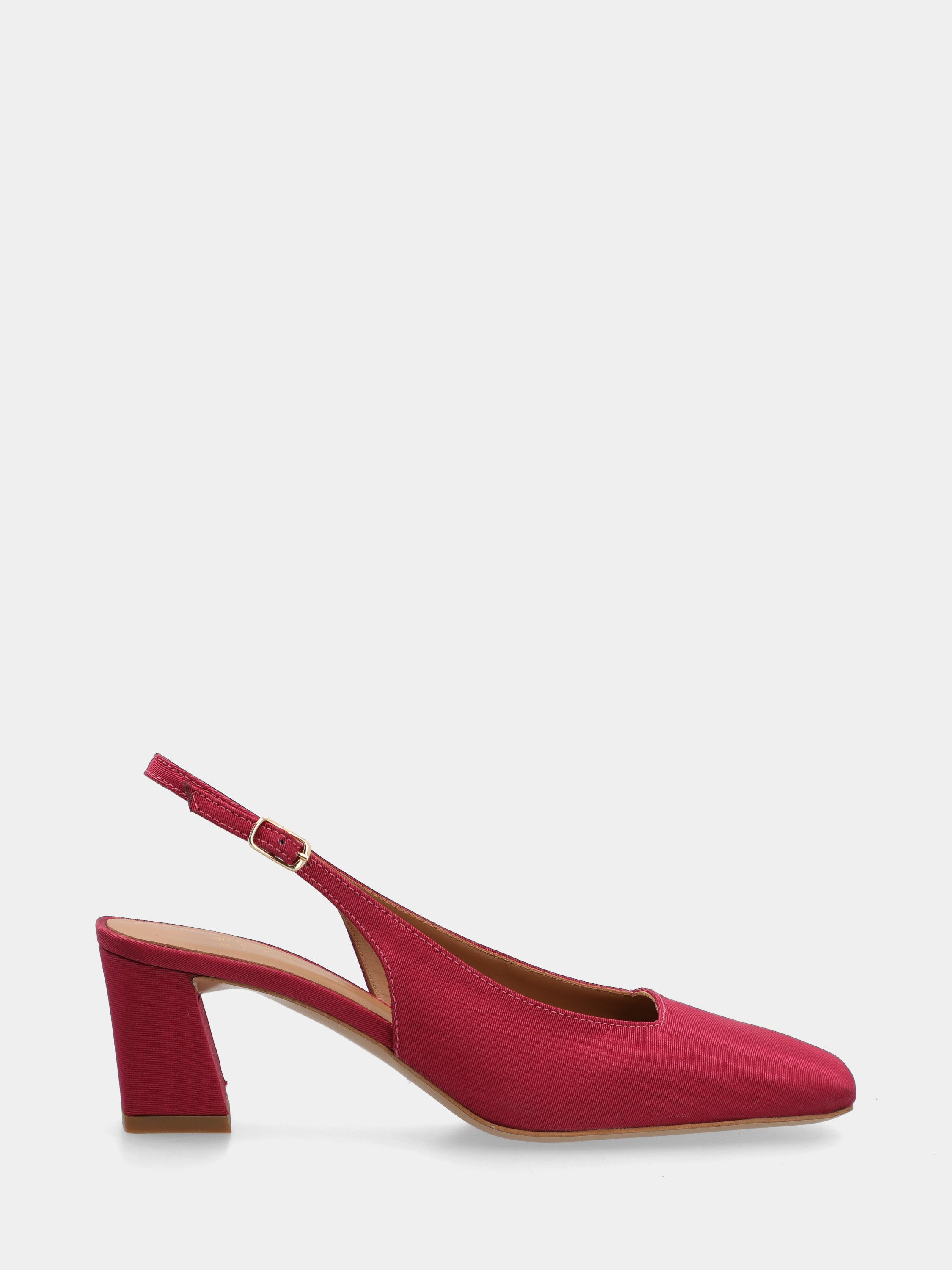 Escarpin slingback en tissu fuchsia avec talon bloc de 50 mm