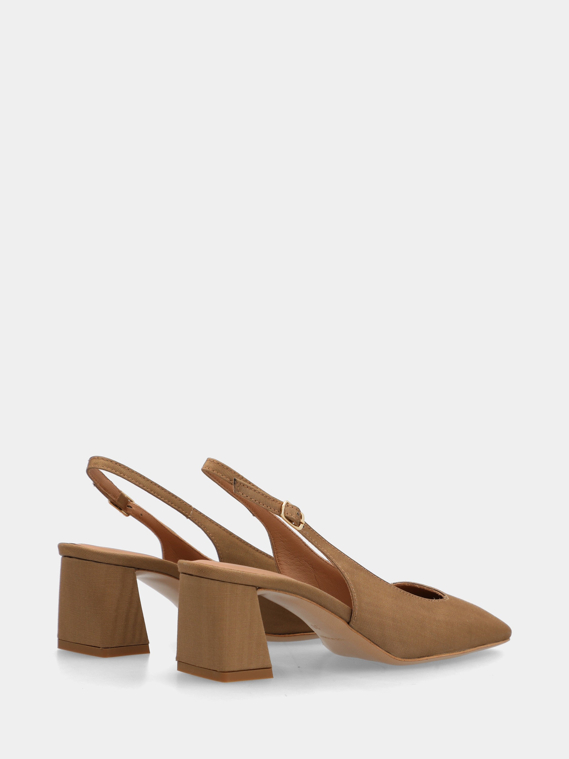 Beiger Slingback aus Stoff mit 50mm Blockabsatz