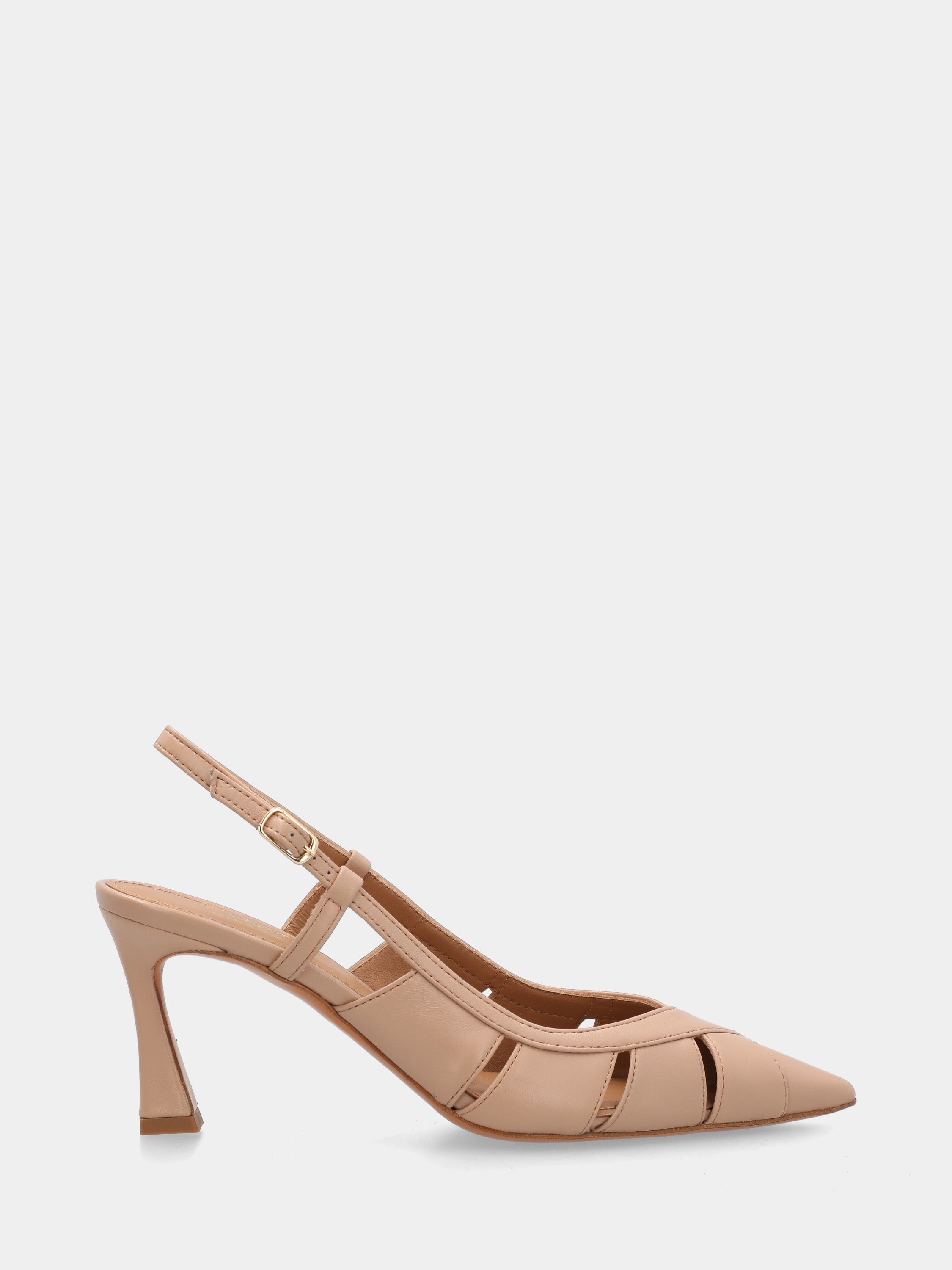 Slingback in nappa nude con aperture e tacco a coda 75mm