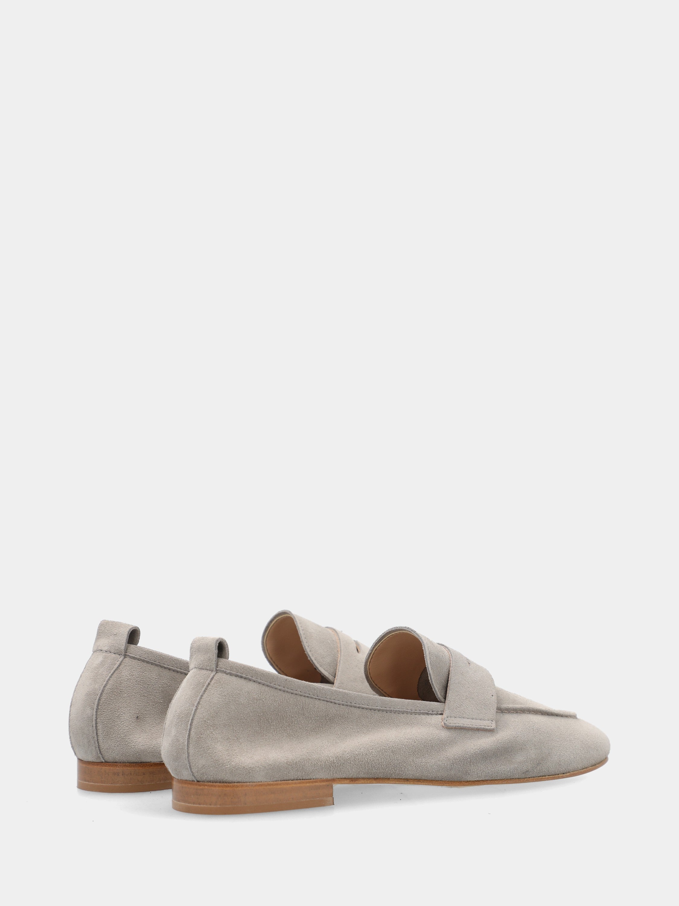 Mocassino in velour grigio con mascherina a bocca di leone