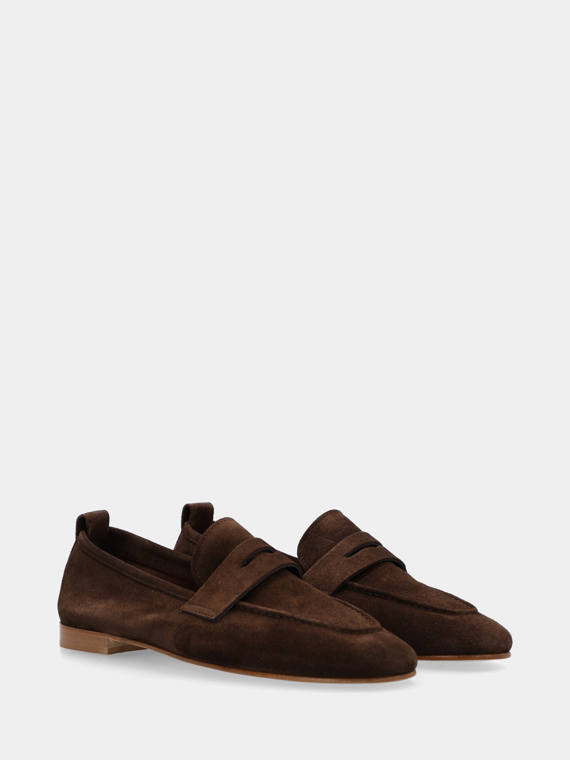 Dark brown velour moccasin with lion mouth mask detail