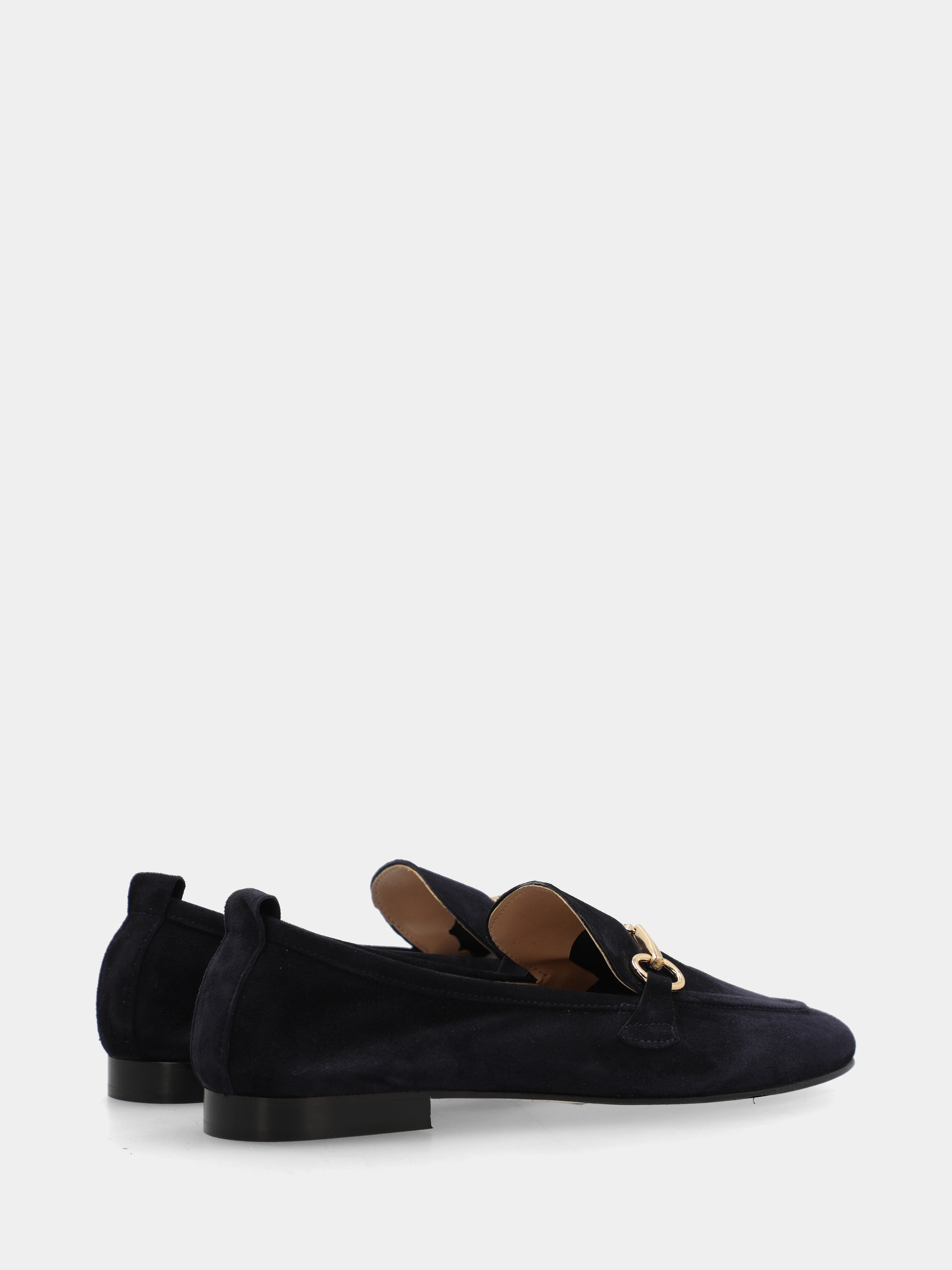 Blue suede loafer with bit and 10mm heel