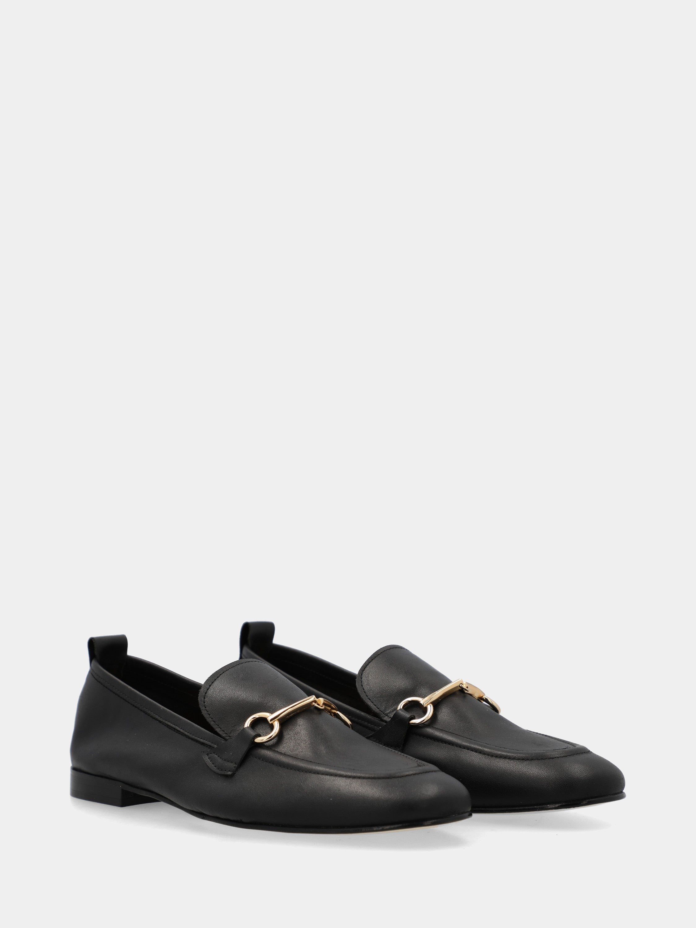 Black nappa moccasin with bit and 10mm heel