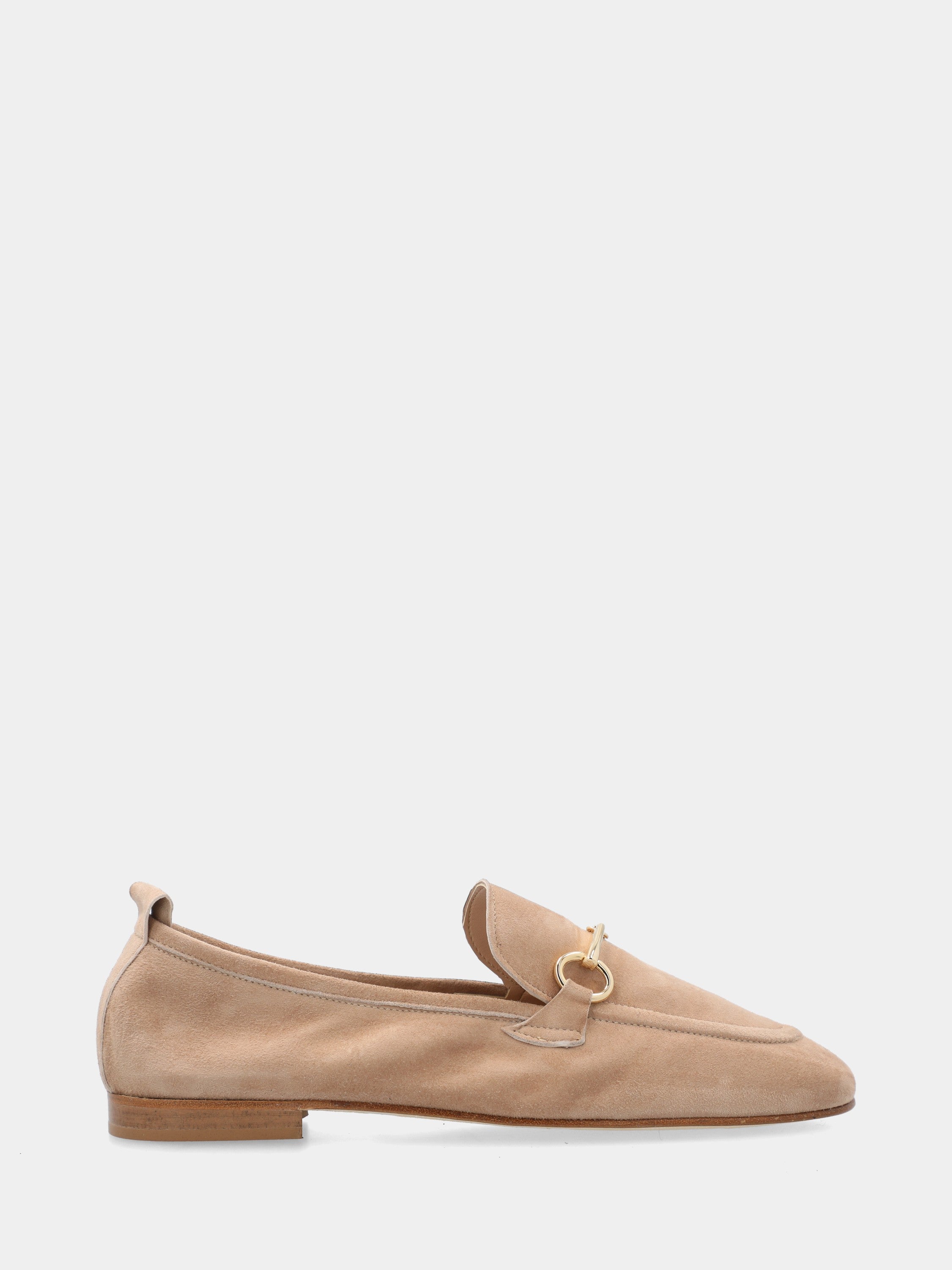 Beige suede loafer with bit and 10mm heel