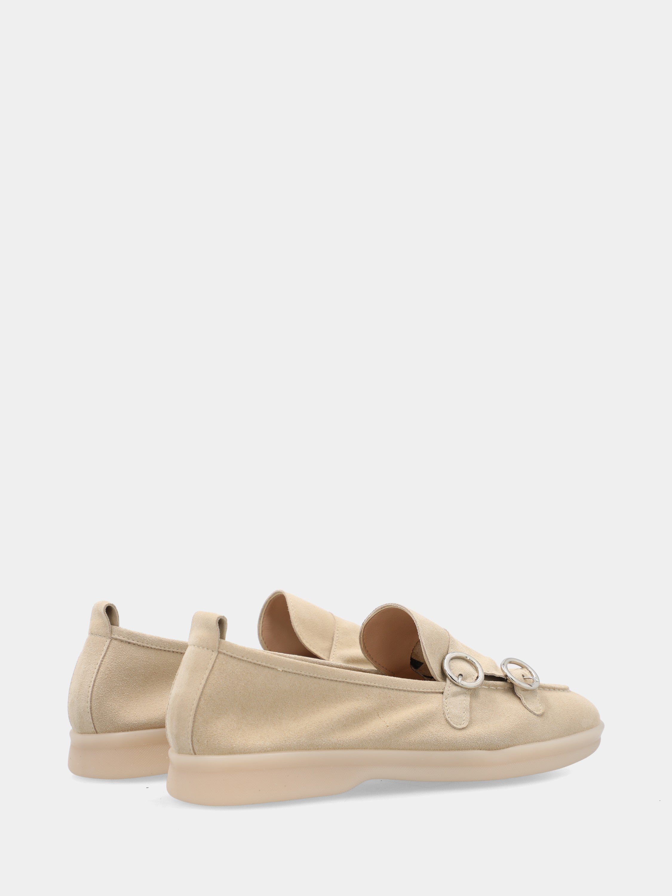 Mocassin en velours camel avec double boucle et semelle de 15 mm