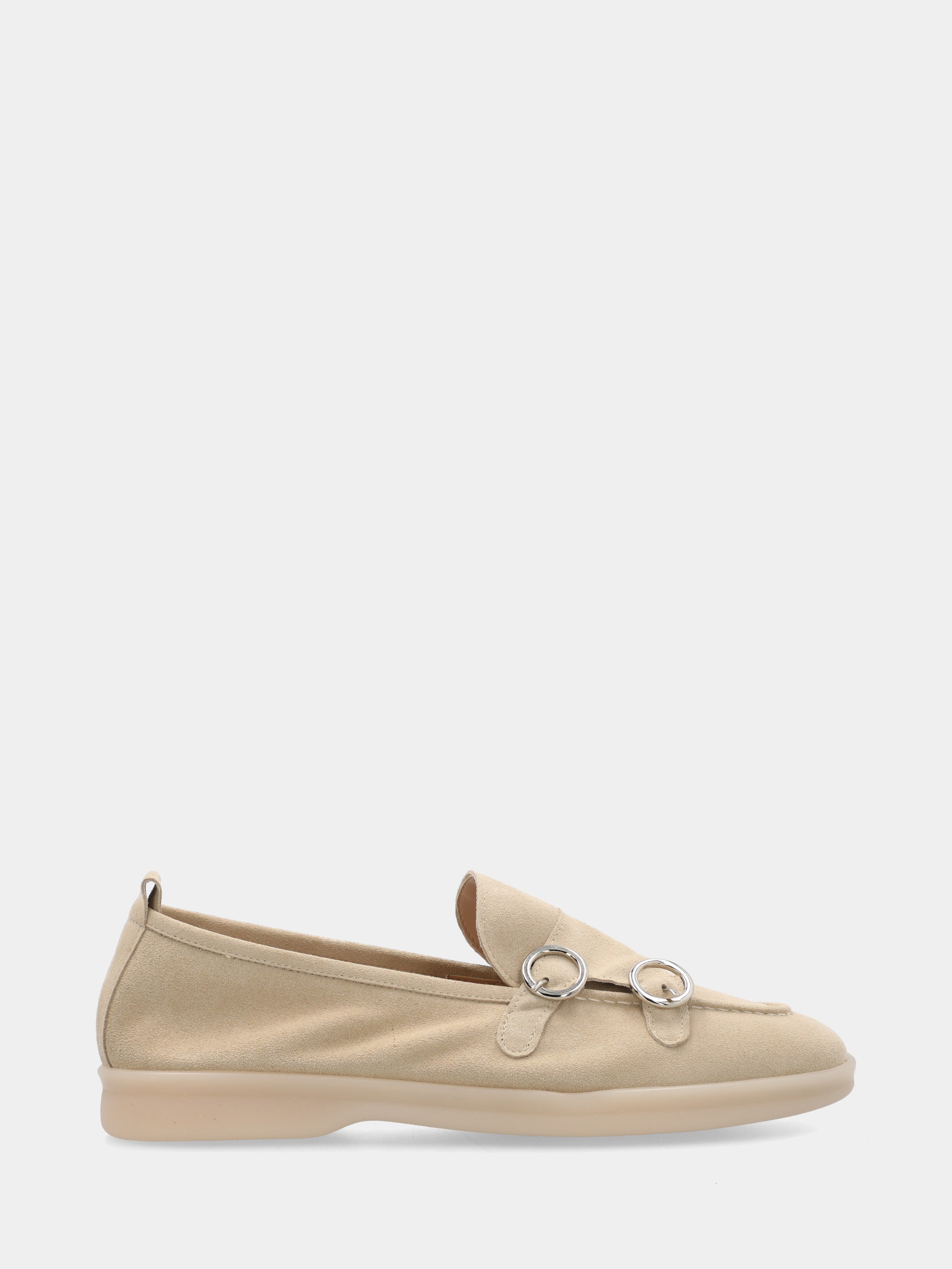 Mocassin en velours camel avec double boucle et semelle de 15 mm