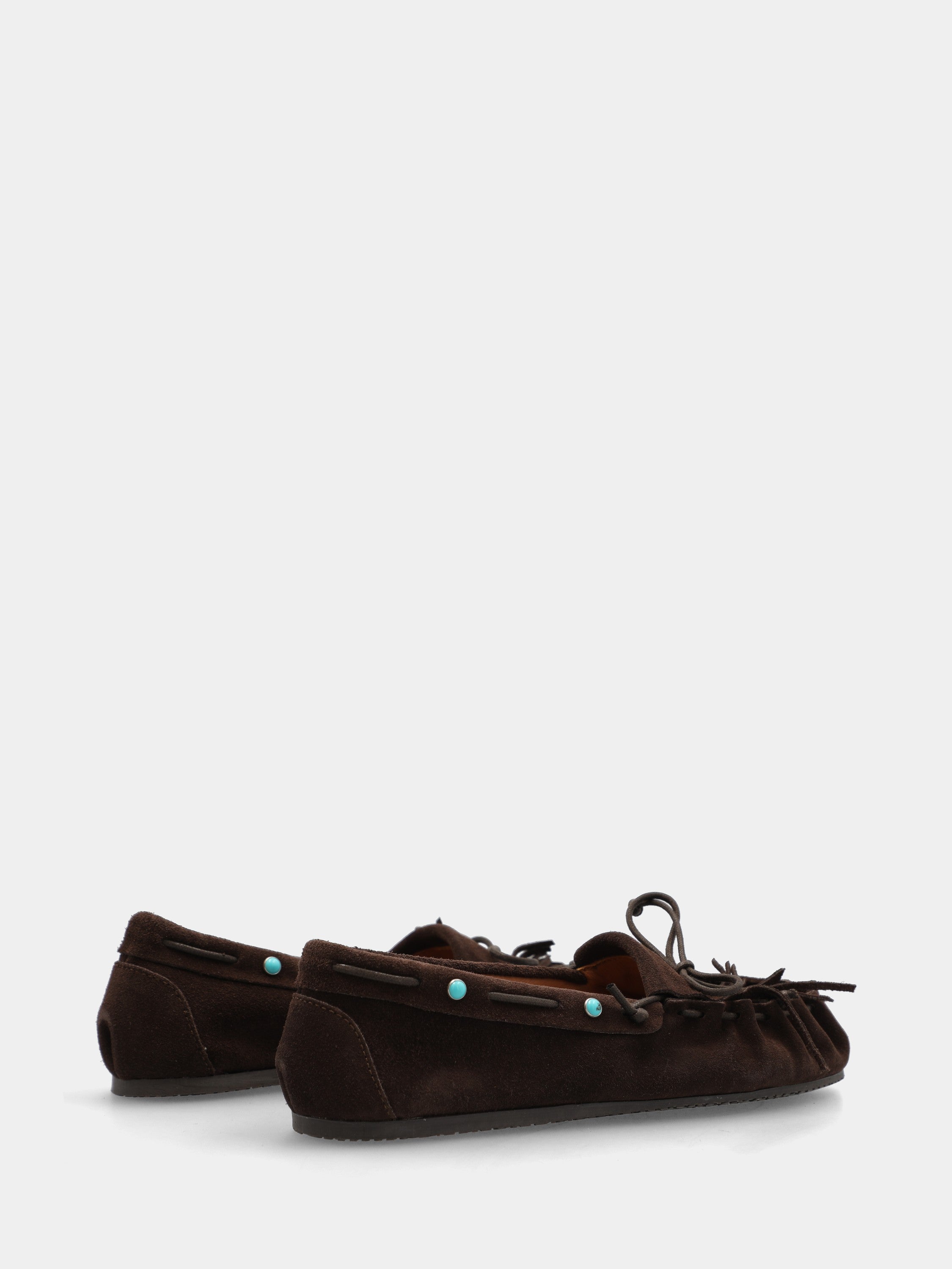 Mocassino in velour testa di moro con fiocco a frangia