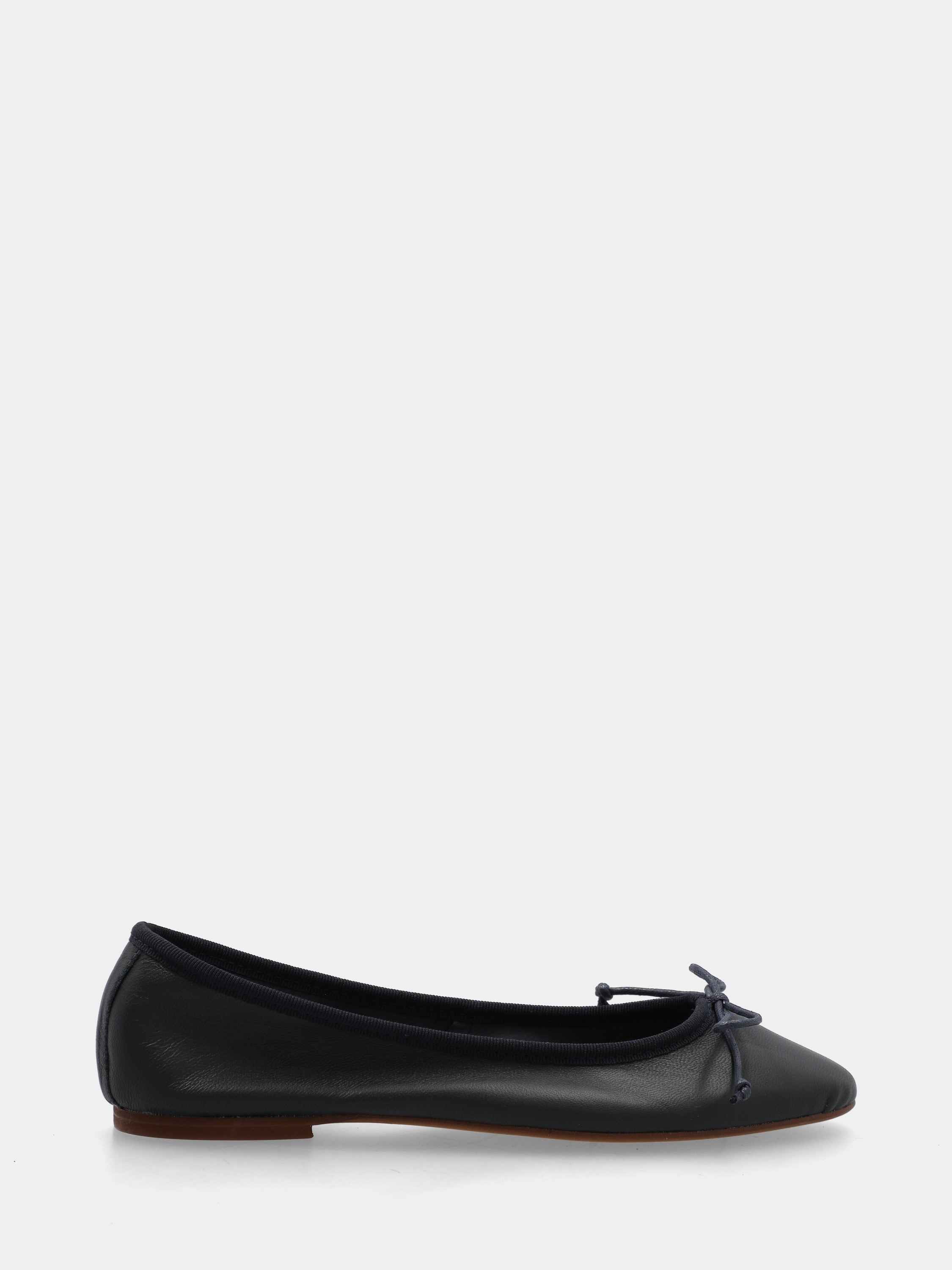 Blue nappa ballet flat with drawstring lace