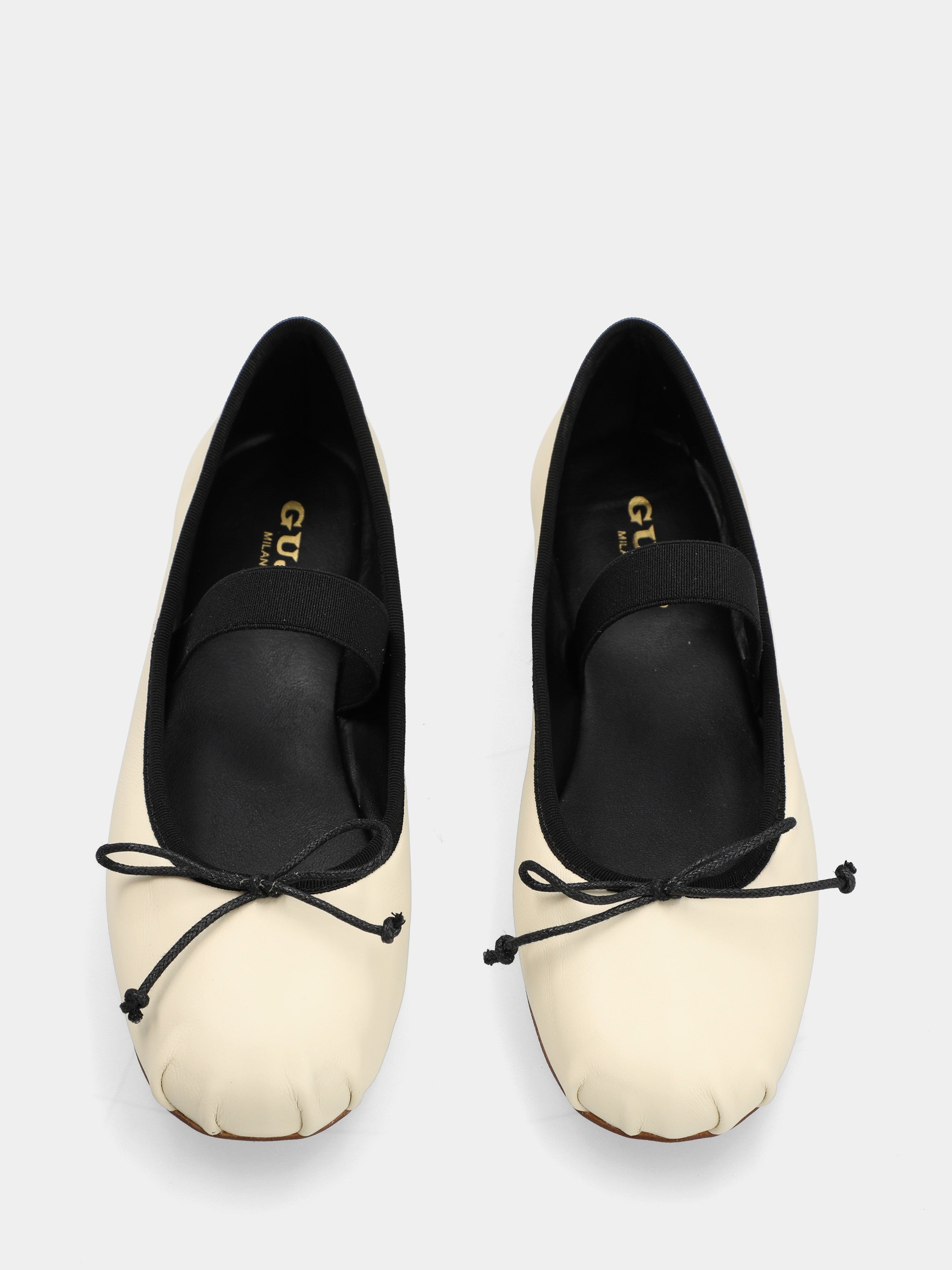 Ballerine en nappa blanc plissé avec lacet et talon 05mm