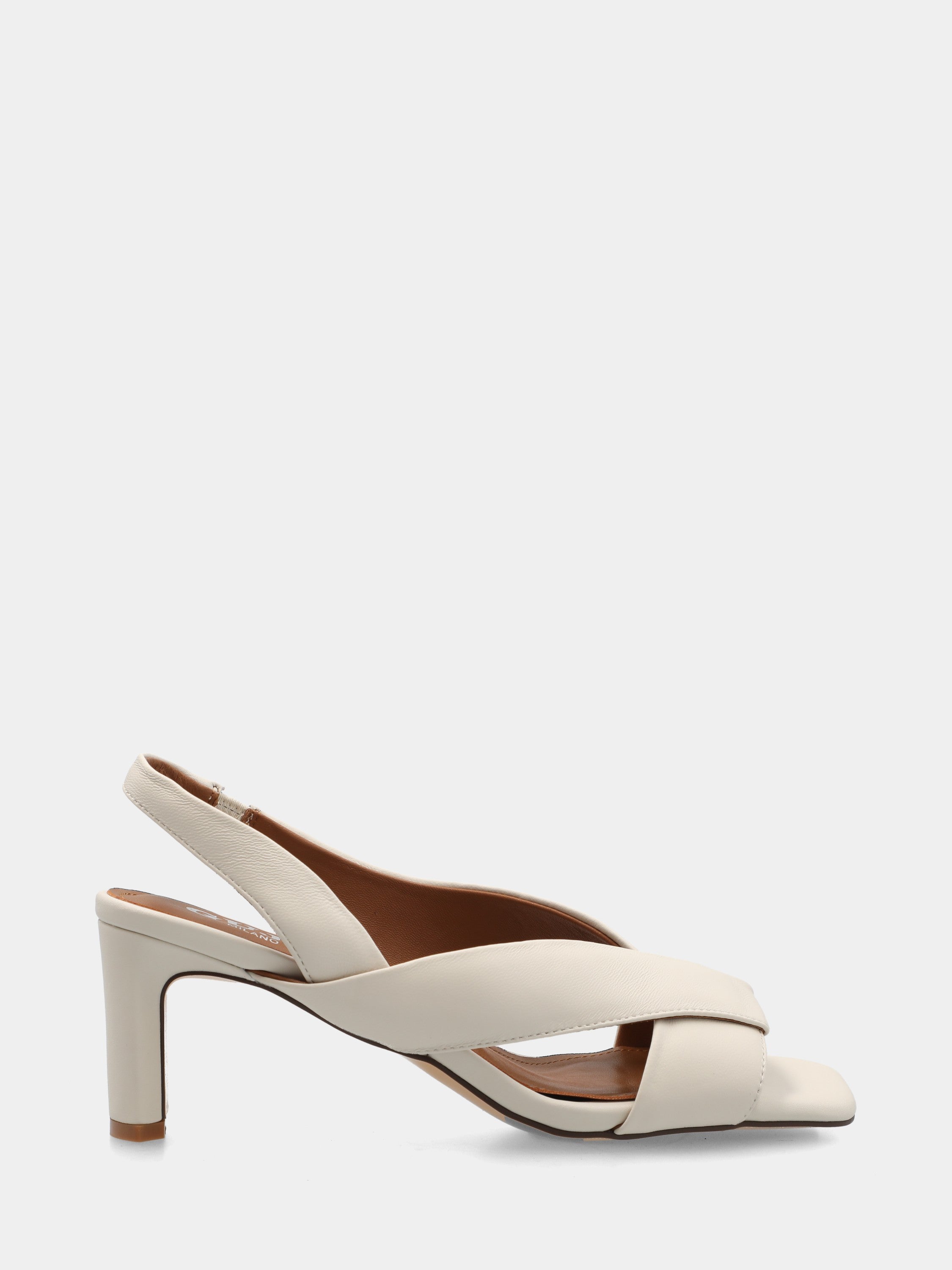 Sandalo in nappa bianca con fasce incrociate a V