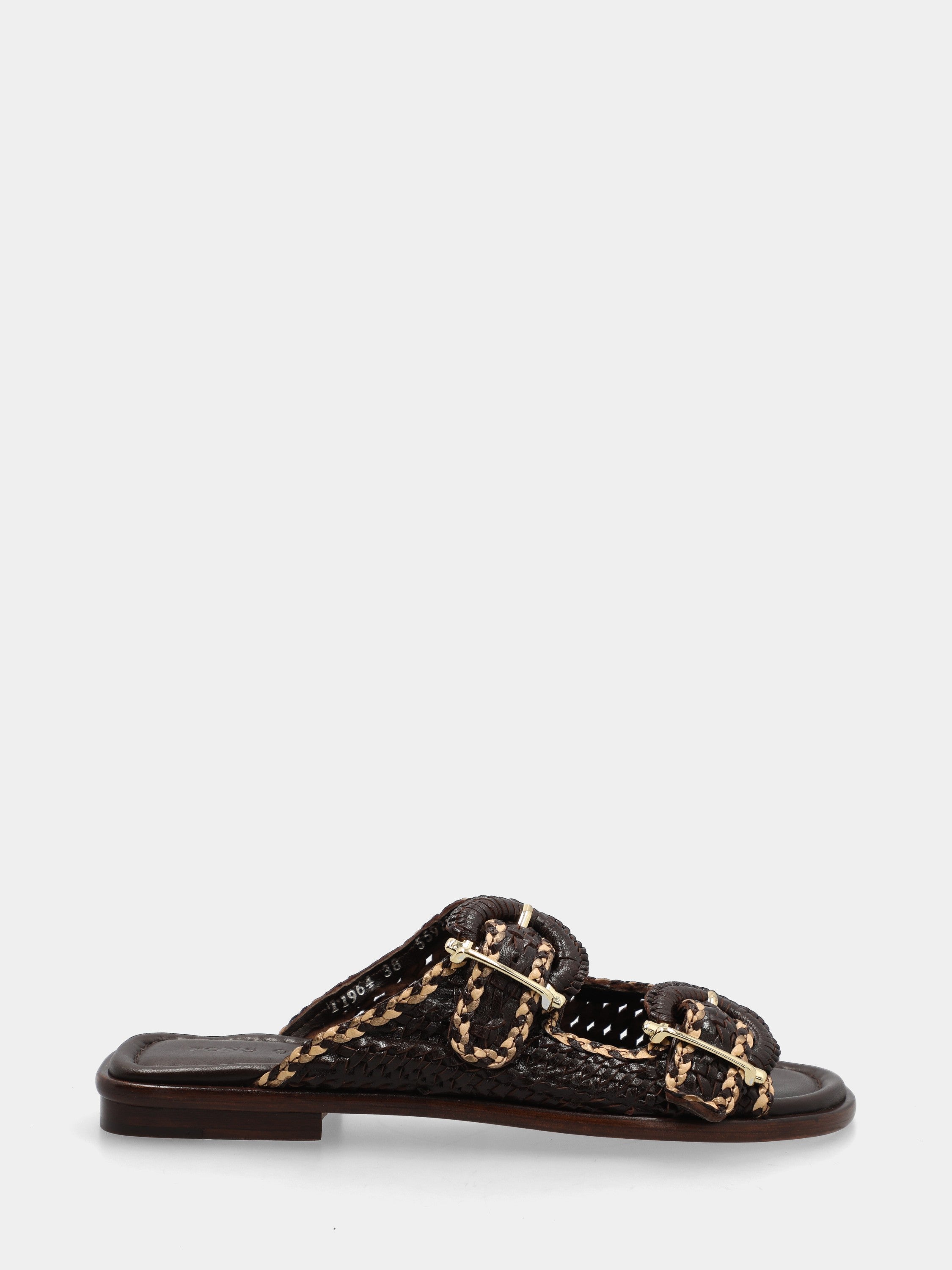 Two-tone woven nappa leather sandal with buckles