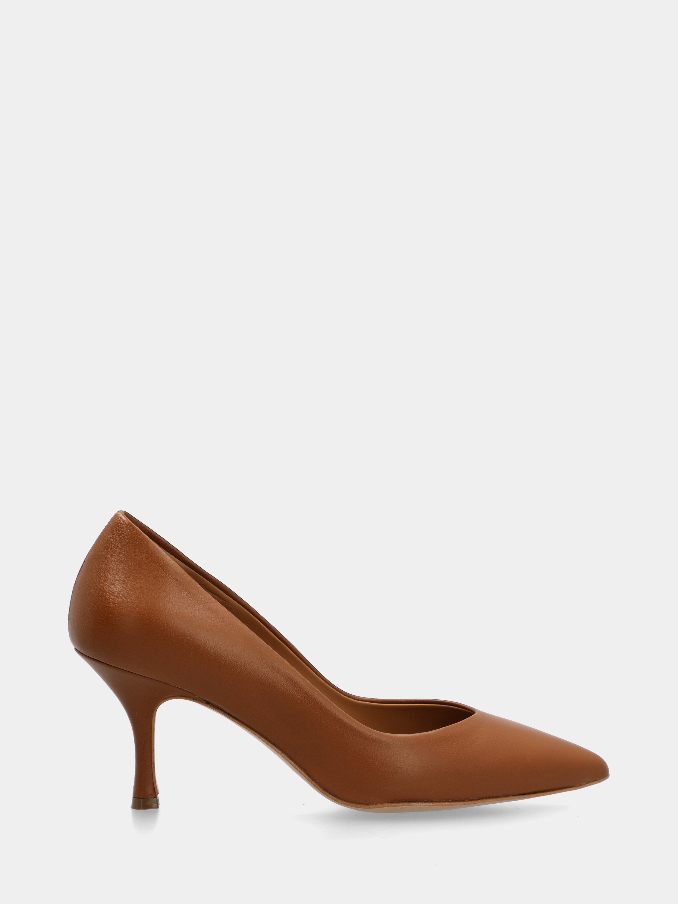 Pumps aus Nappaleder in Lederfarbe mit spitzer Spitze und 75mm Absatz