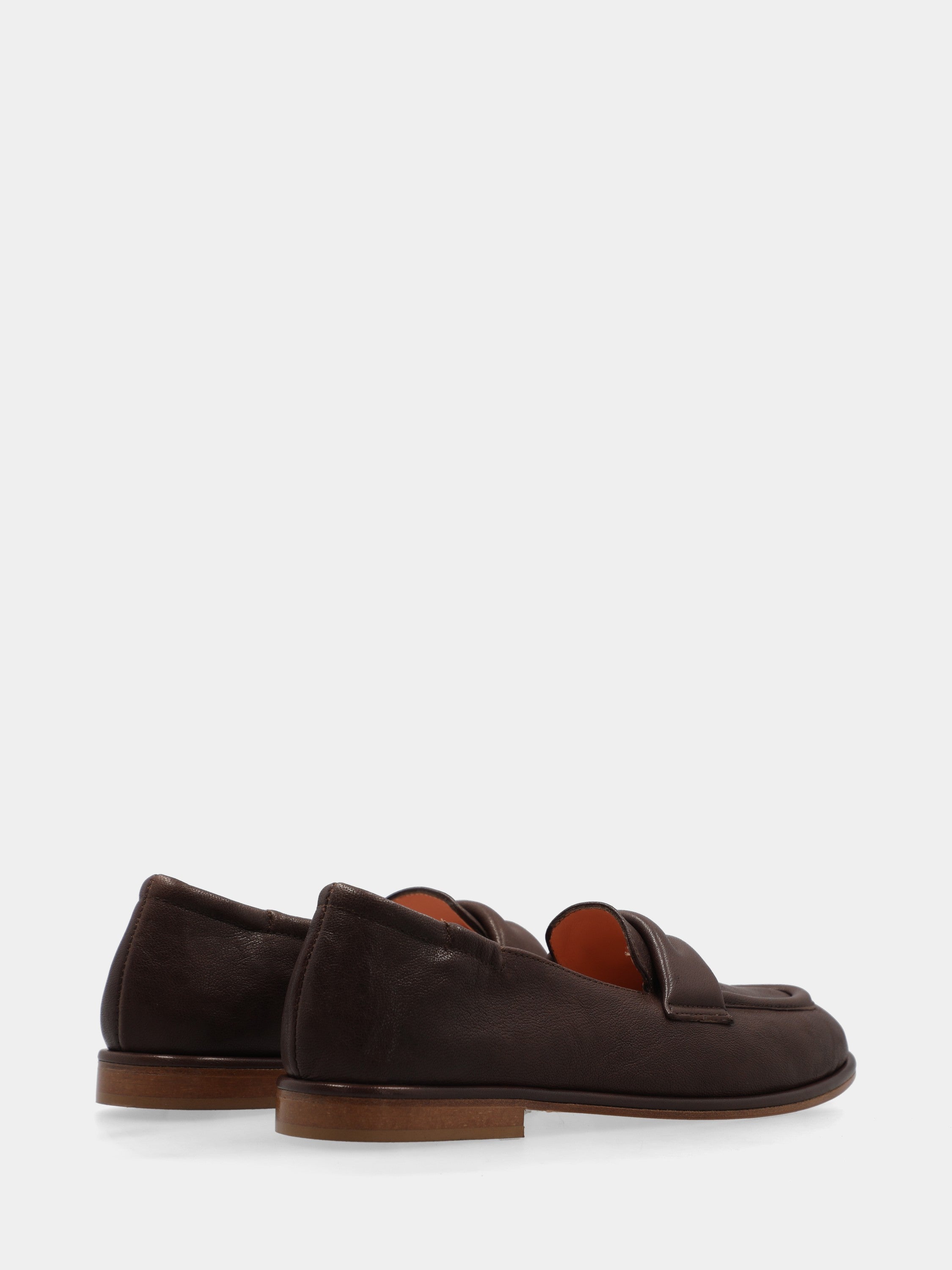 Dark brown nappa moccasin with sacchetto-constructed stitching