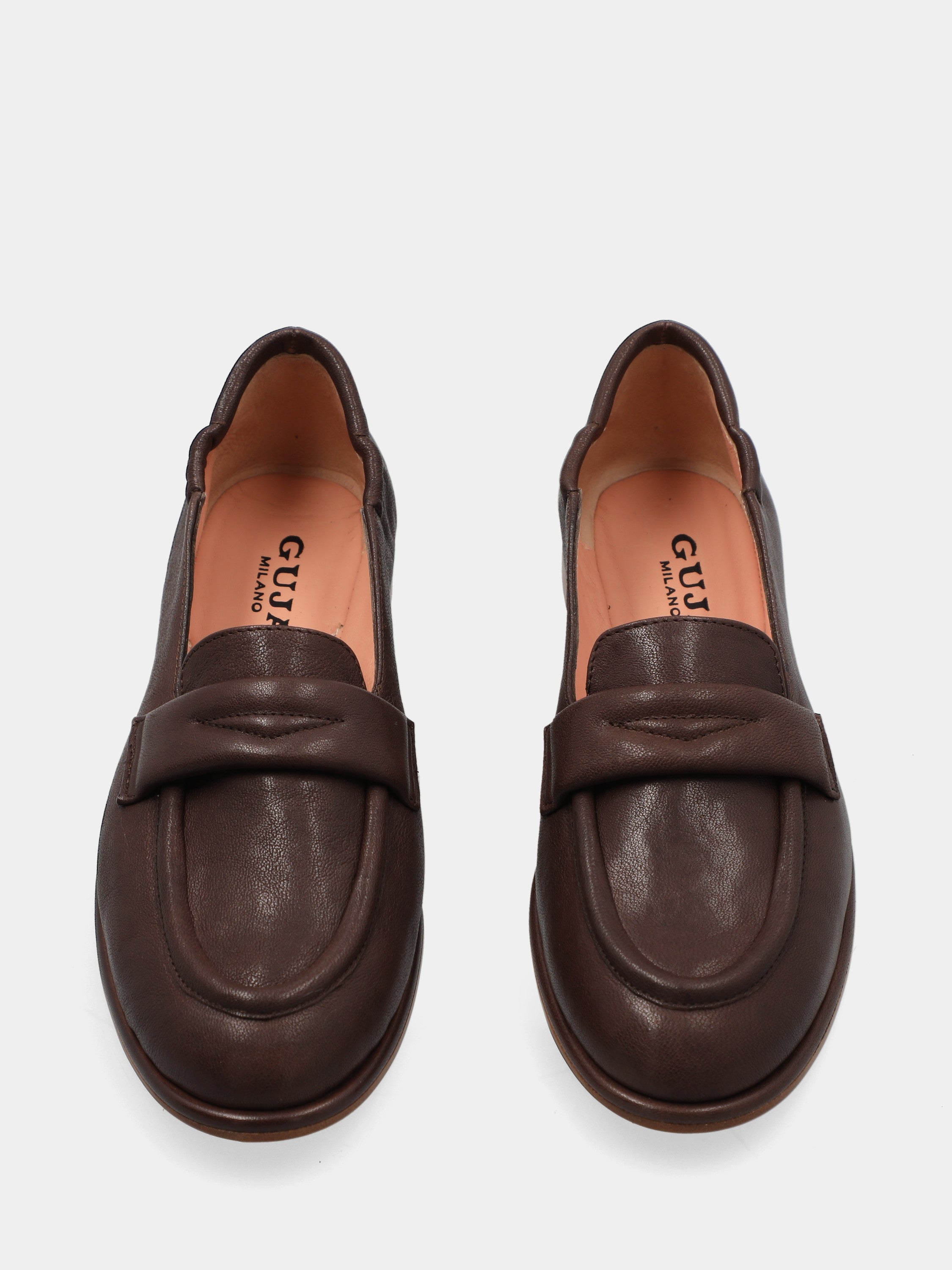 Dark brown nappa moccasin with sacchetto-constructed stitching
