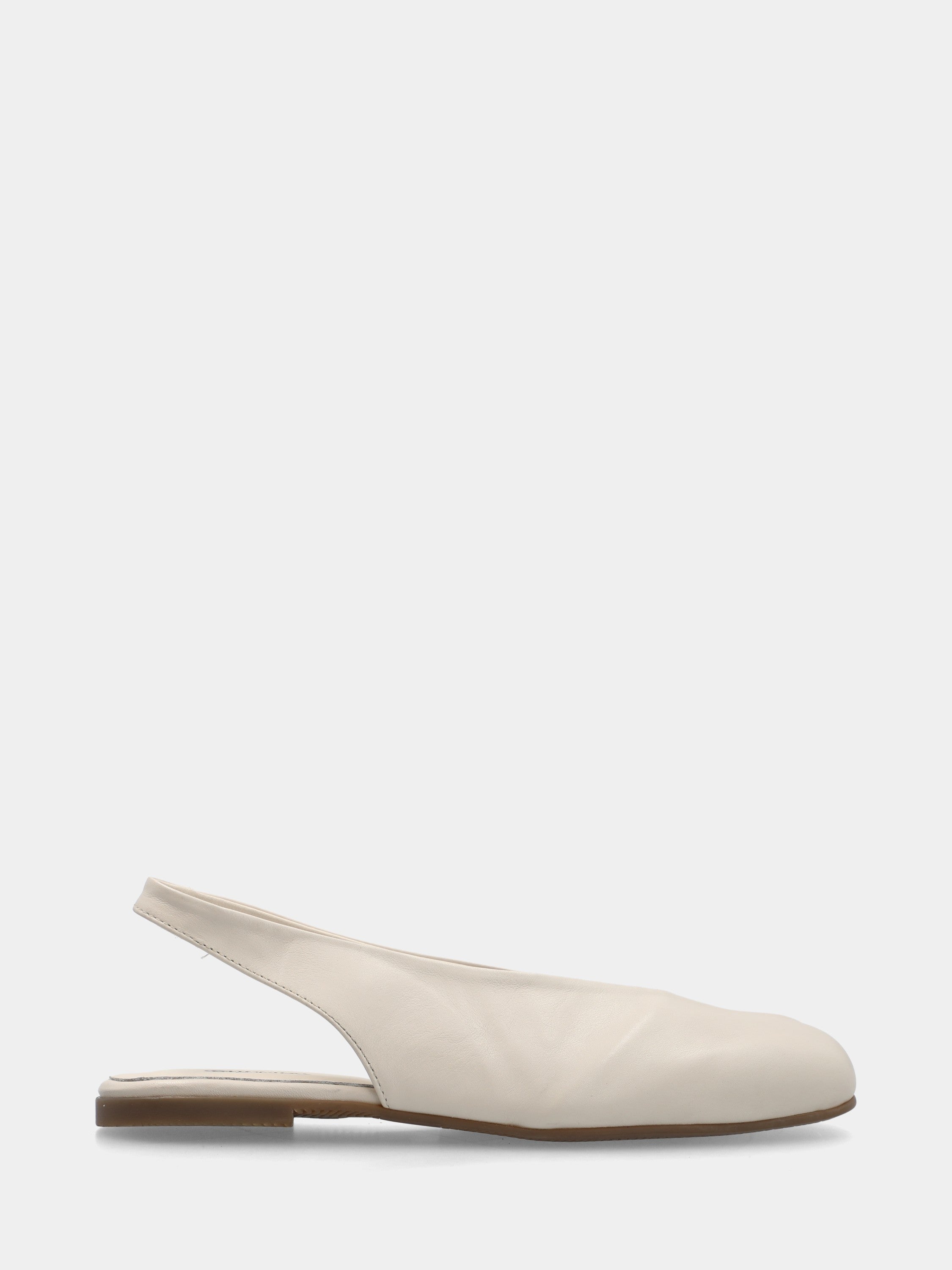 White calf leather slingback with rounded square toe