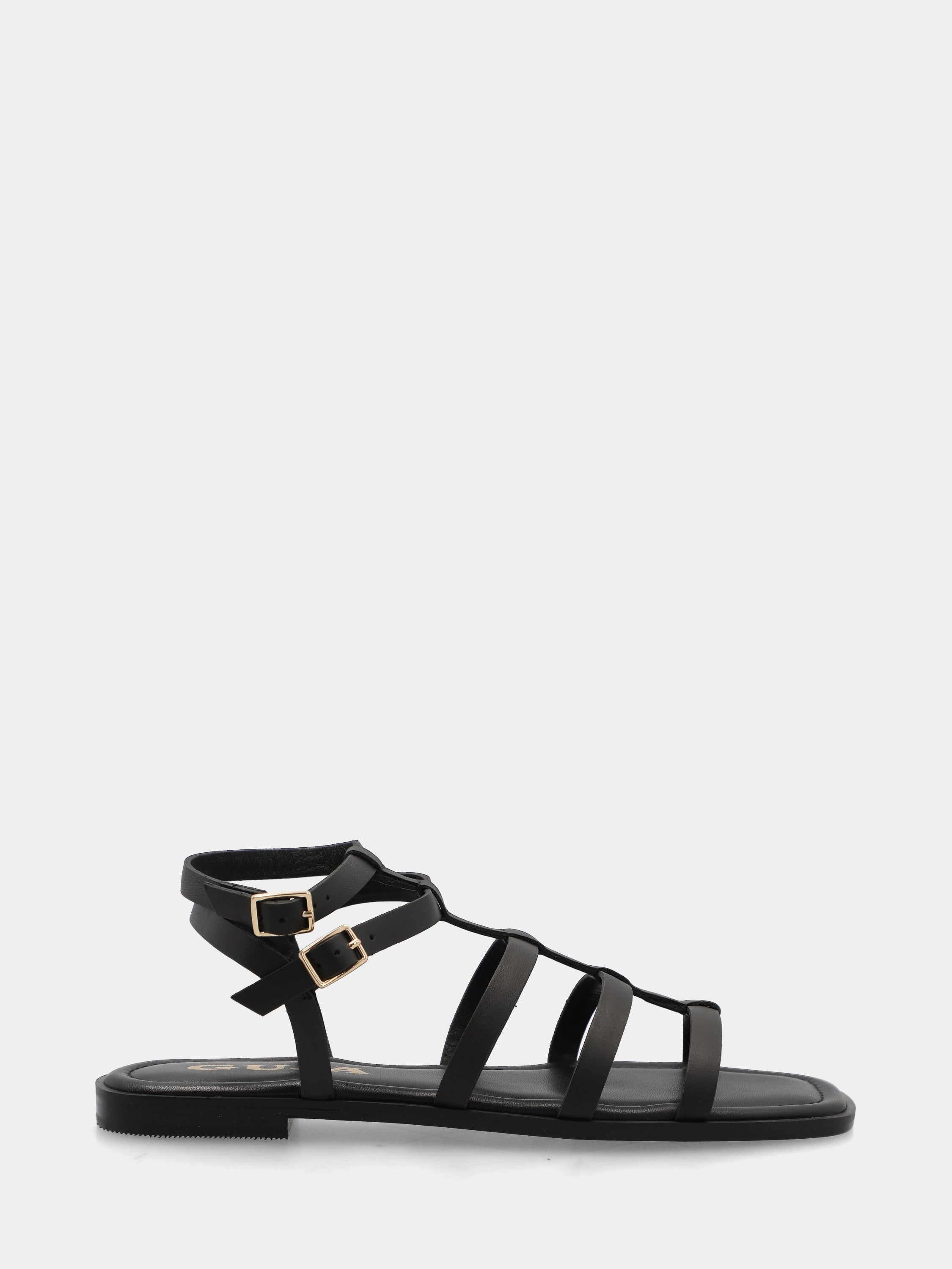 Sandalo in nappa nera con cinque fascette