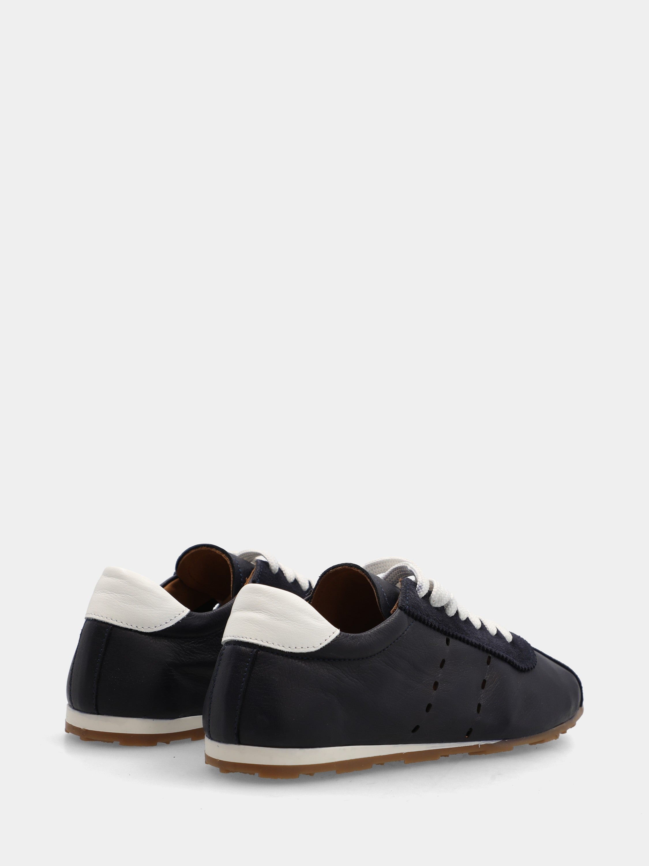 Sneakers in nappa blu con riporti in camoscio
