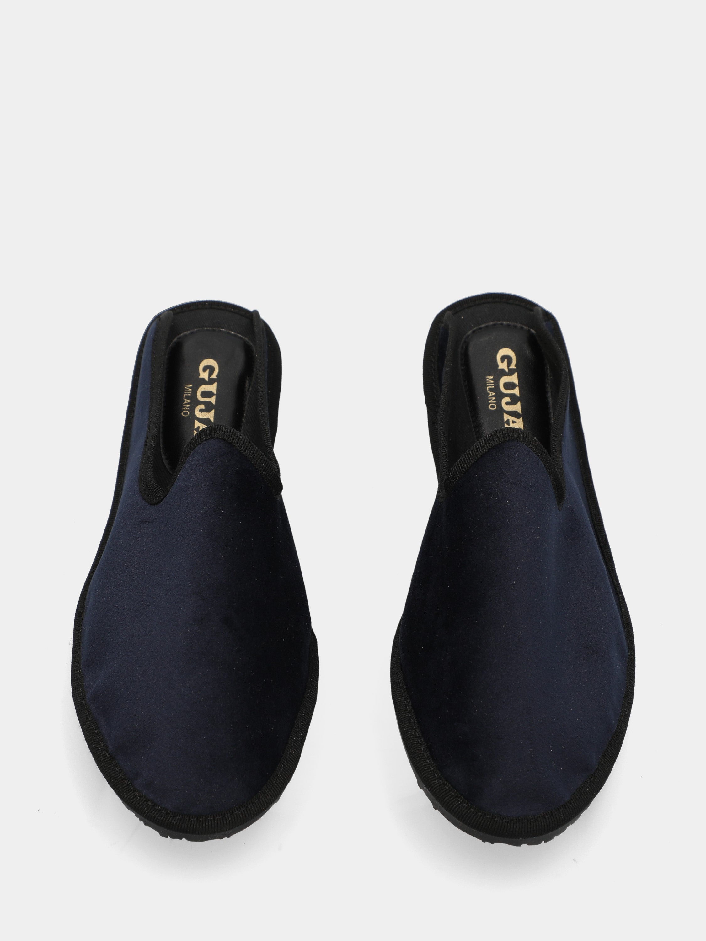 Friulana sabot in velluto blu con punta tonda