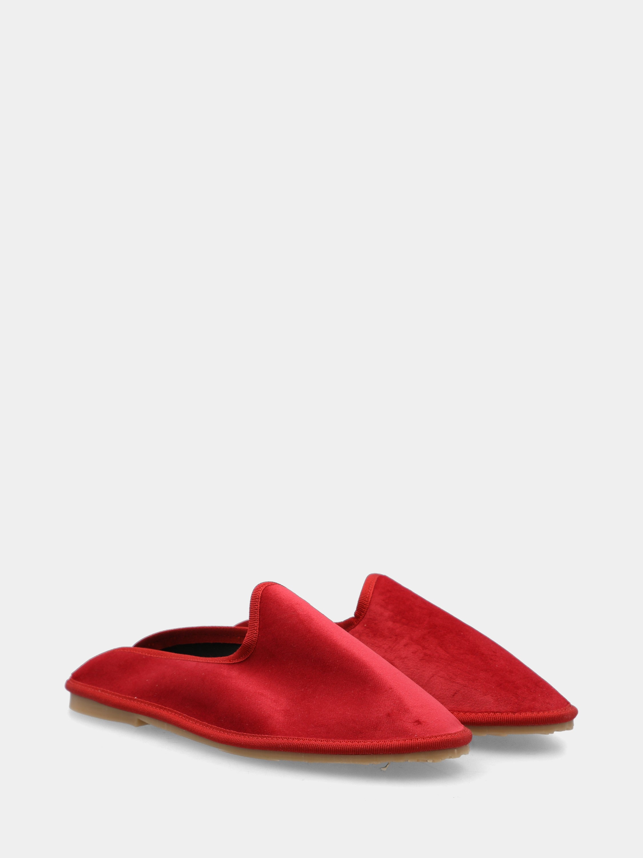 Friulana sabot in velluto rosso con punta tonda