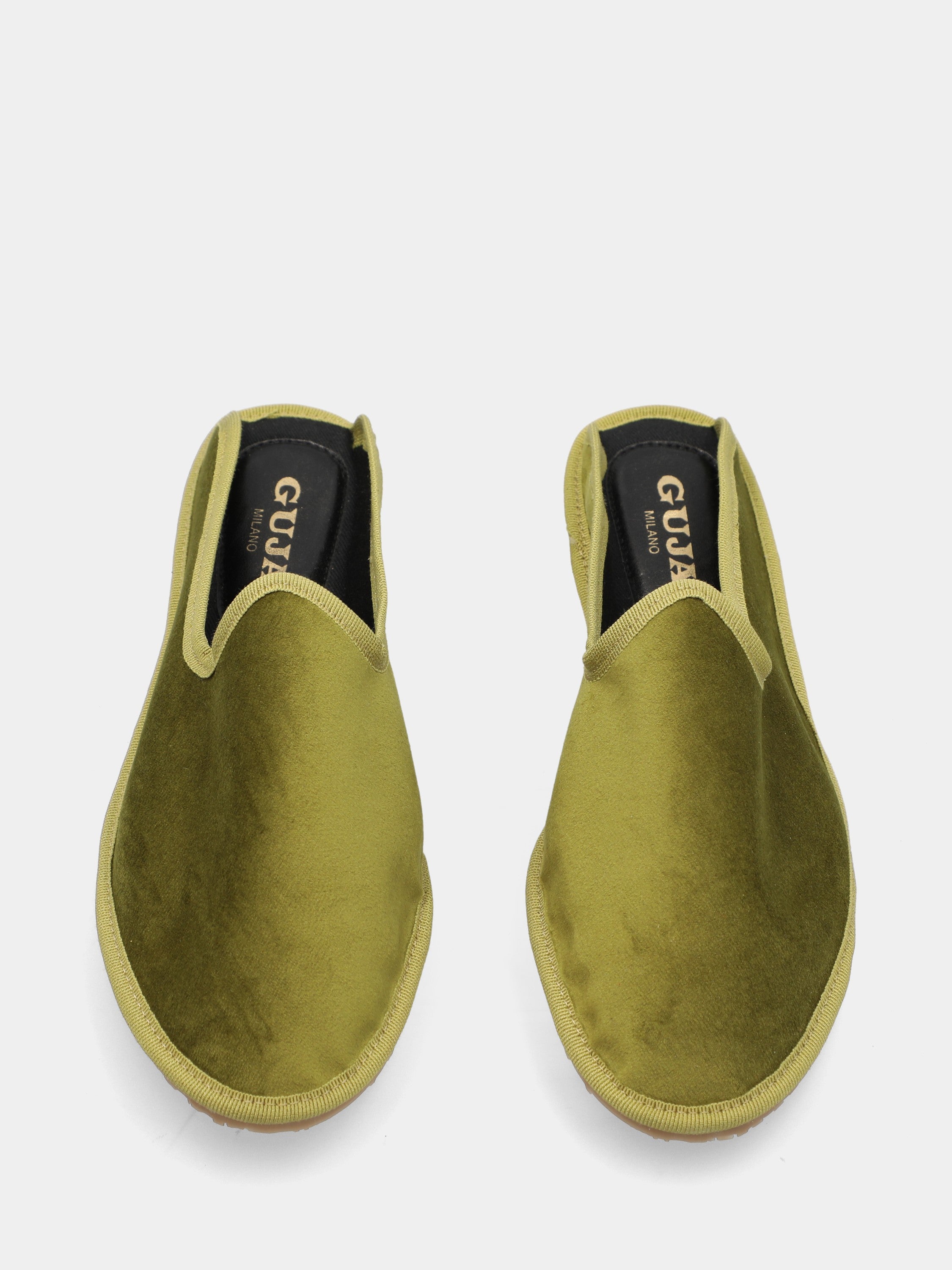 Friulana sabot in velluto verde con punta tonda