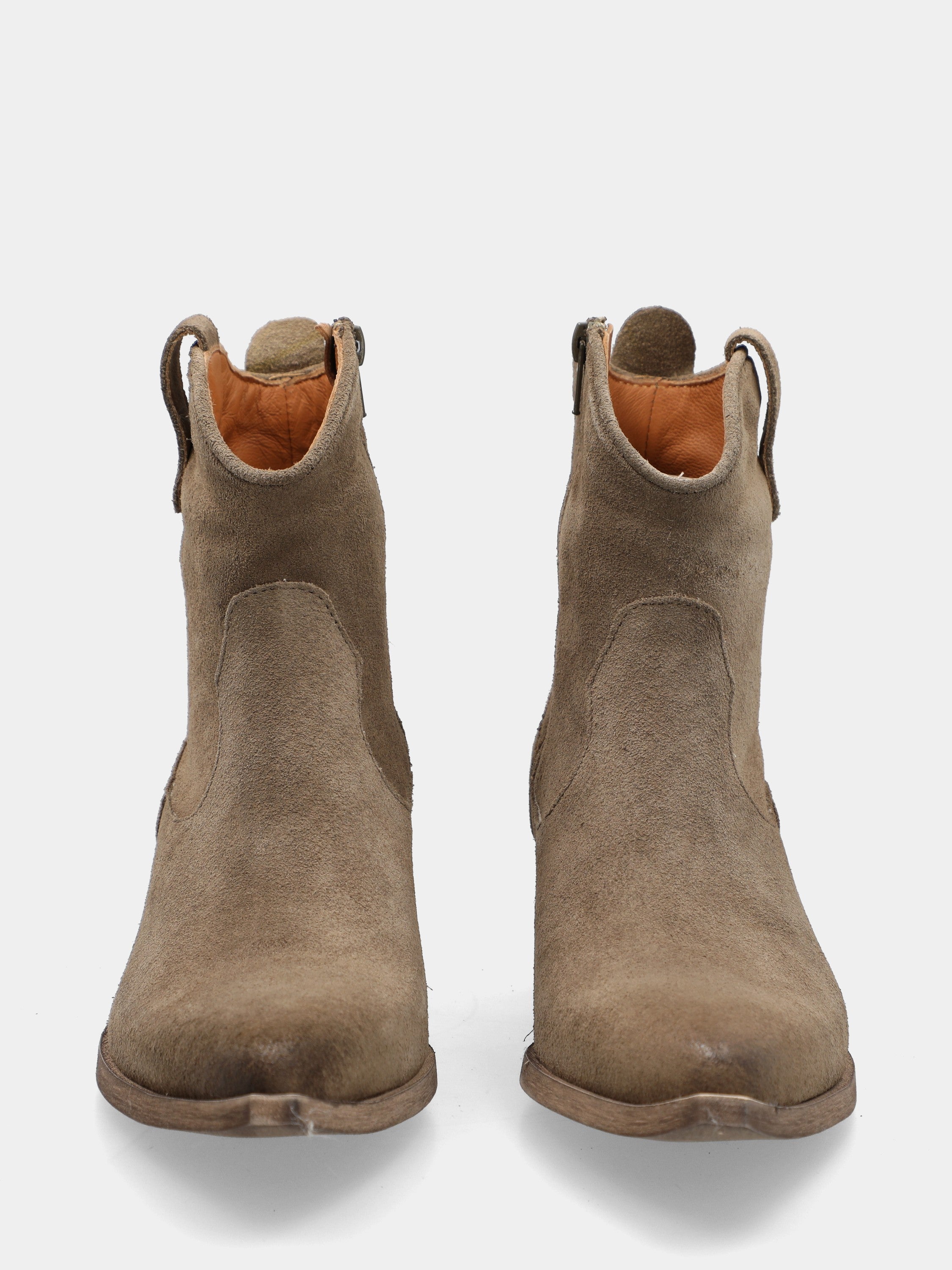 Camperos a stivaletto in velour taupe con punta sfilata