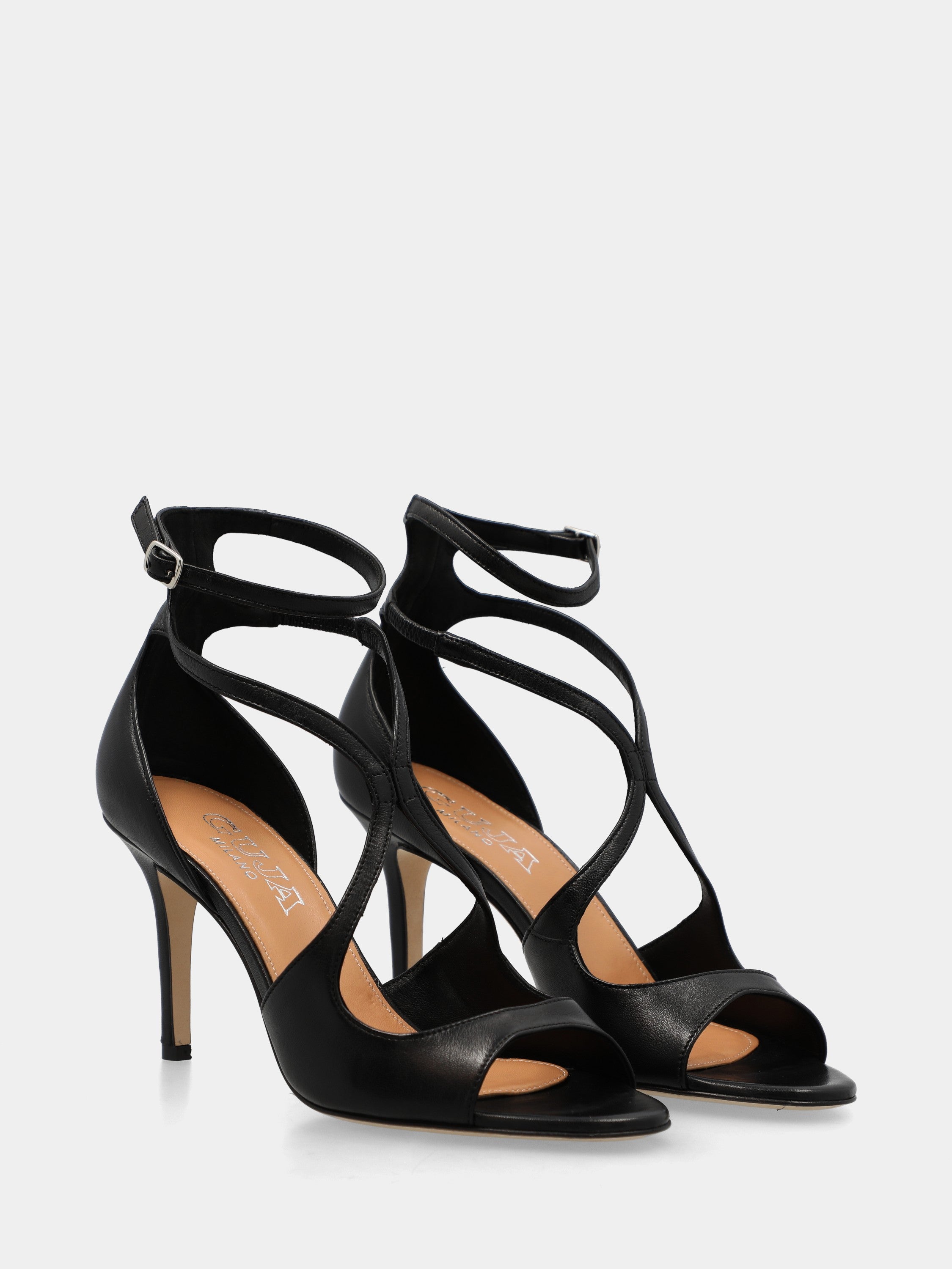 Slingback in nappa testa di moro con intreccio e punta sfilata