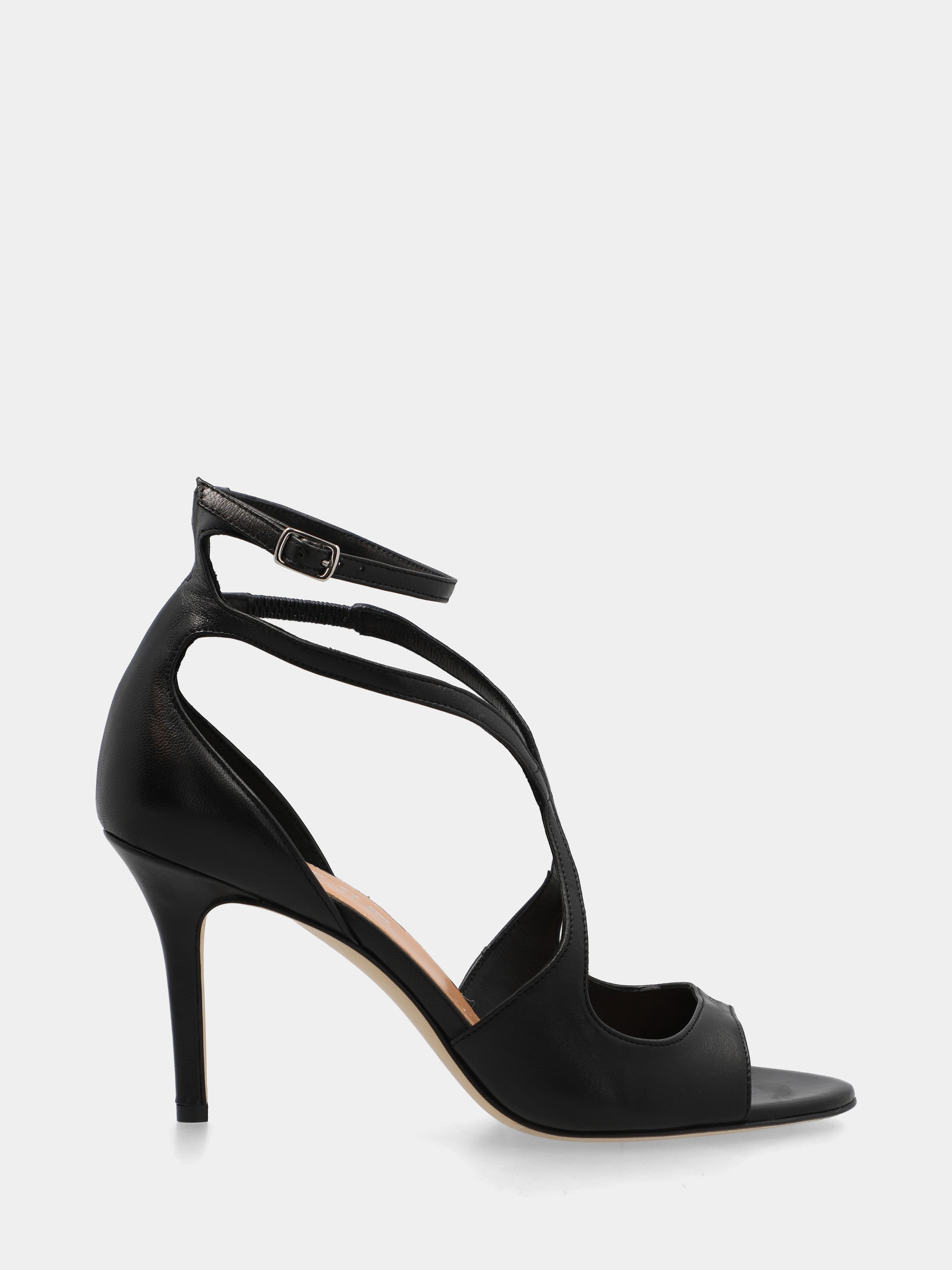 Slingback in nappa testa di moro con intreccio e punta sfilata
