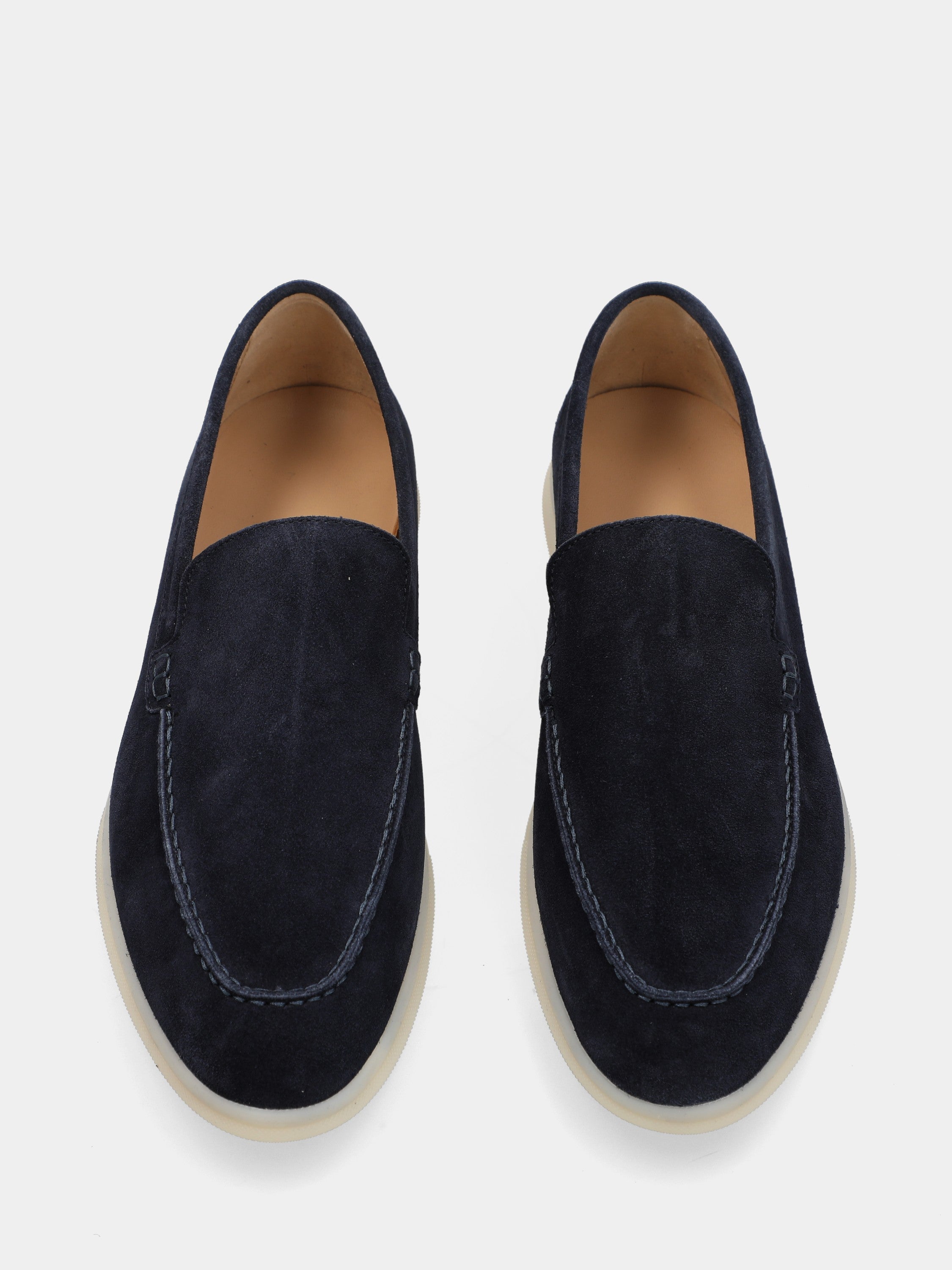 Mocassin en suède bleu avec semelle boîte