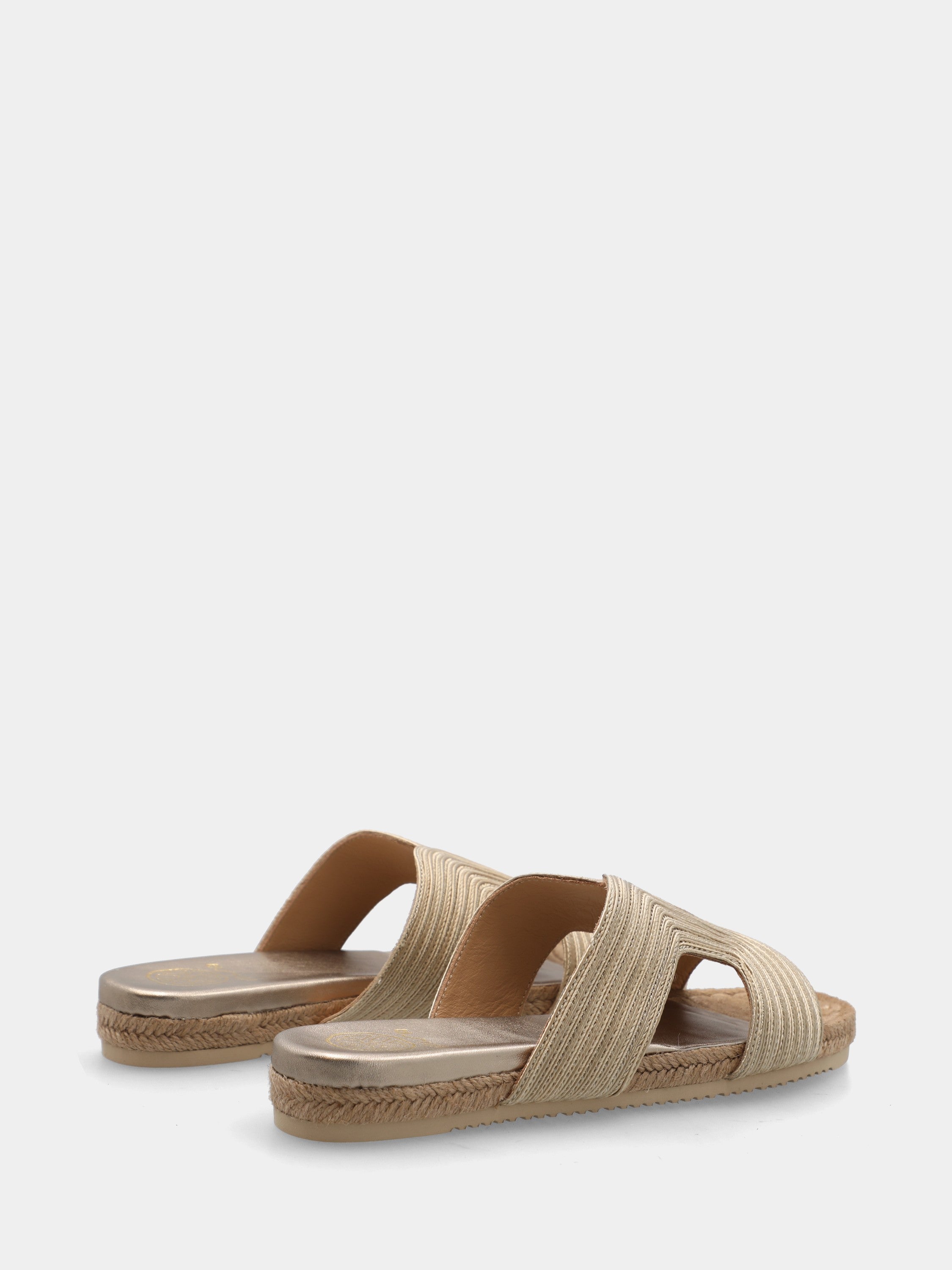 Ciabattina in raffia beige con plateau foderato corda