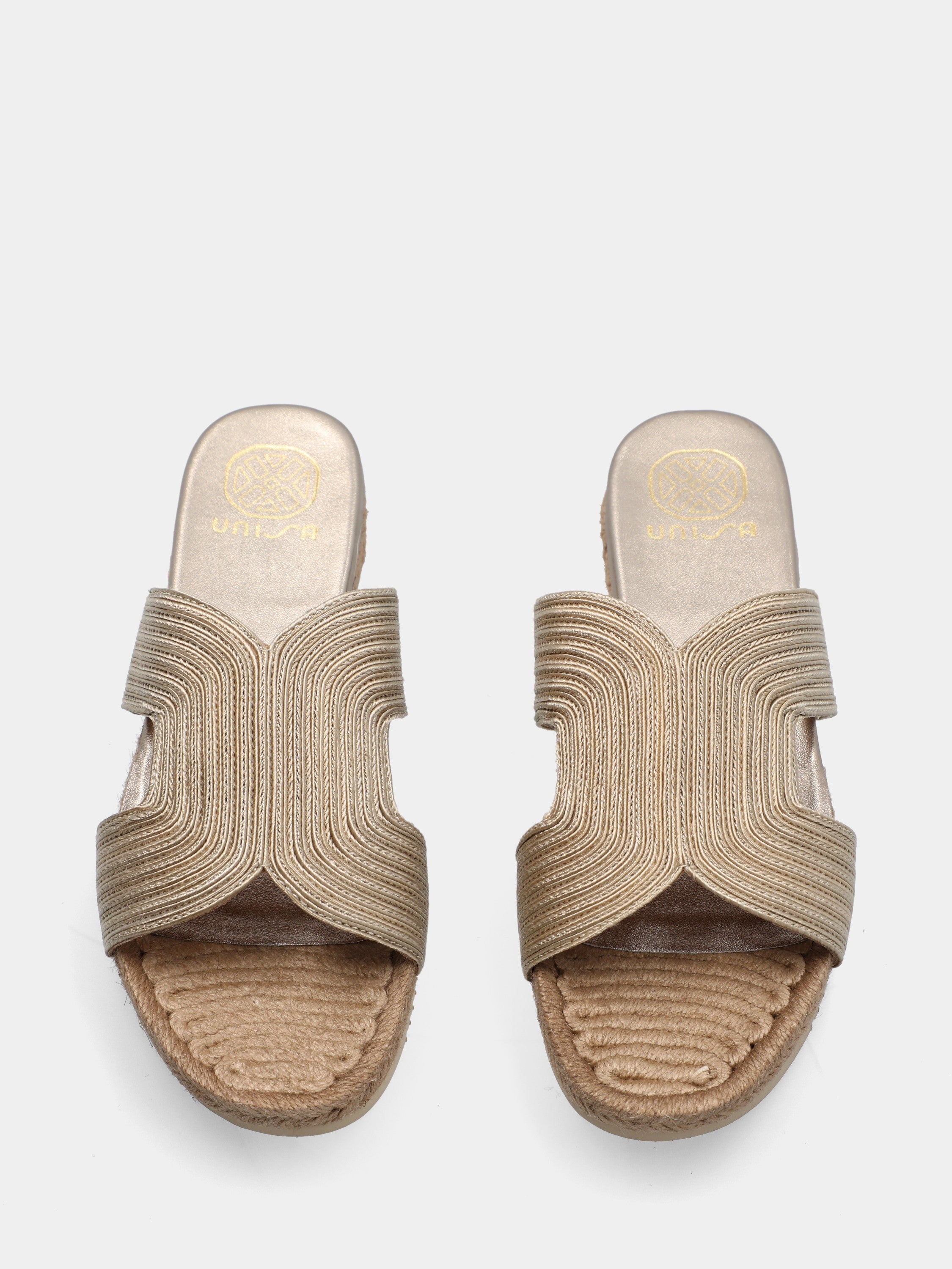Ciabattina in raffia beige con plateau foderato corda