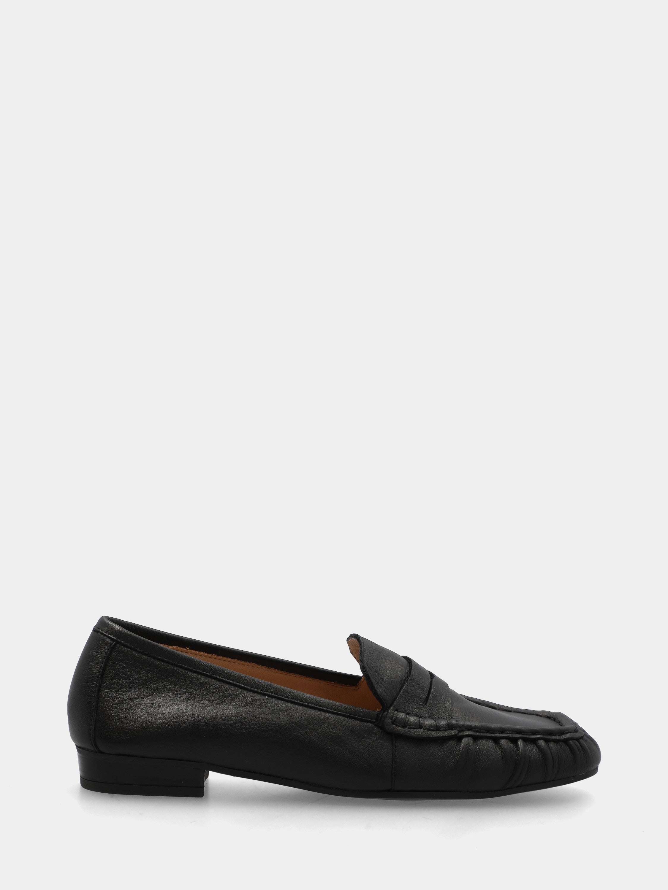Mocassino in nappa nera con bocca di leone